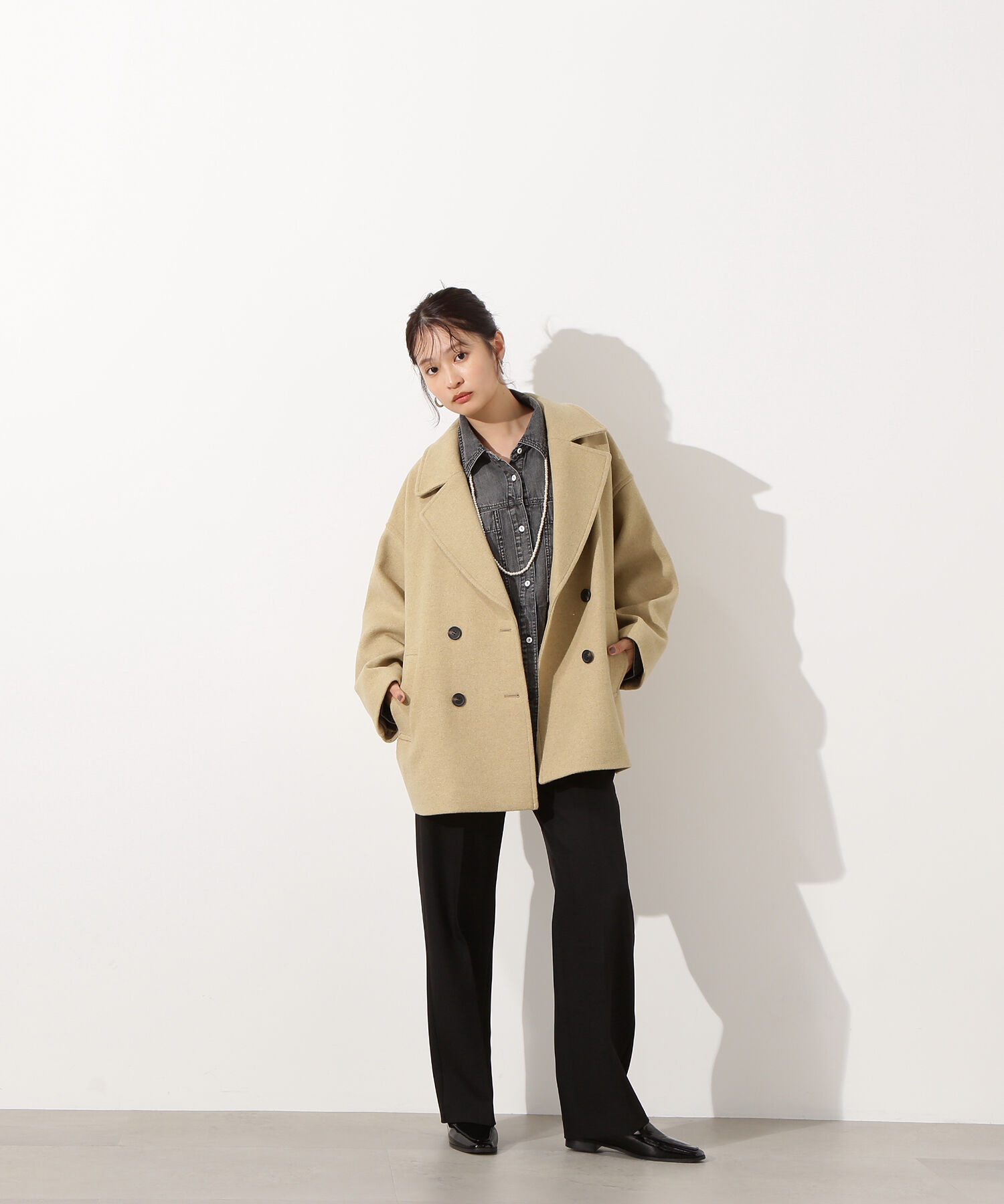  「ミドルPコート《ブラウン&times;ゴールドボタン：LUMINE・LUCUA・official site限定》」|ブルゾン・スタジャン|