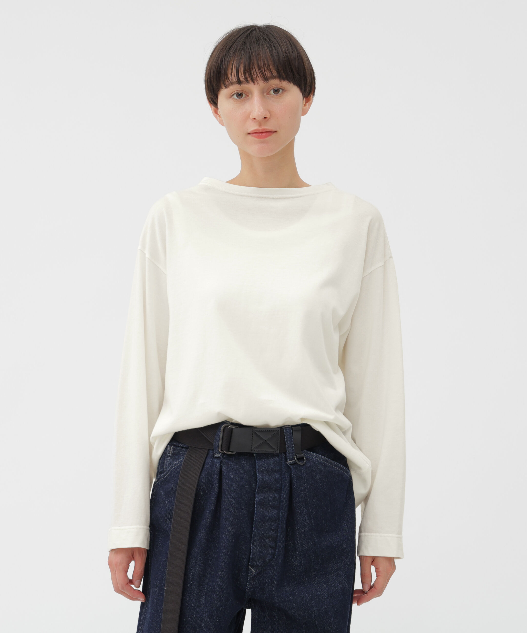 MHL.「SMOOTH COTTON JERSEY TOP」|Tシャツ・カットソー|WHITE