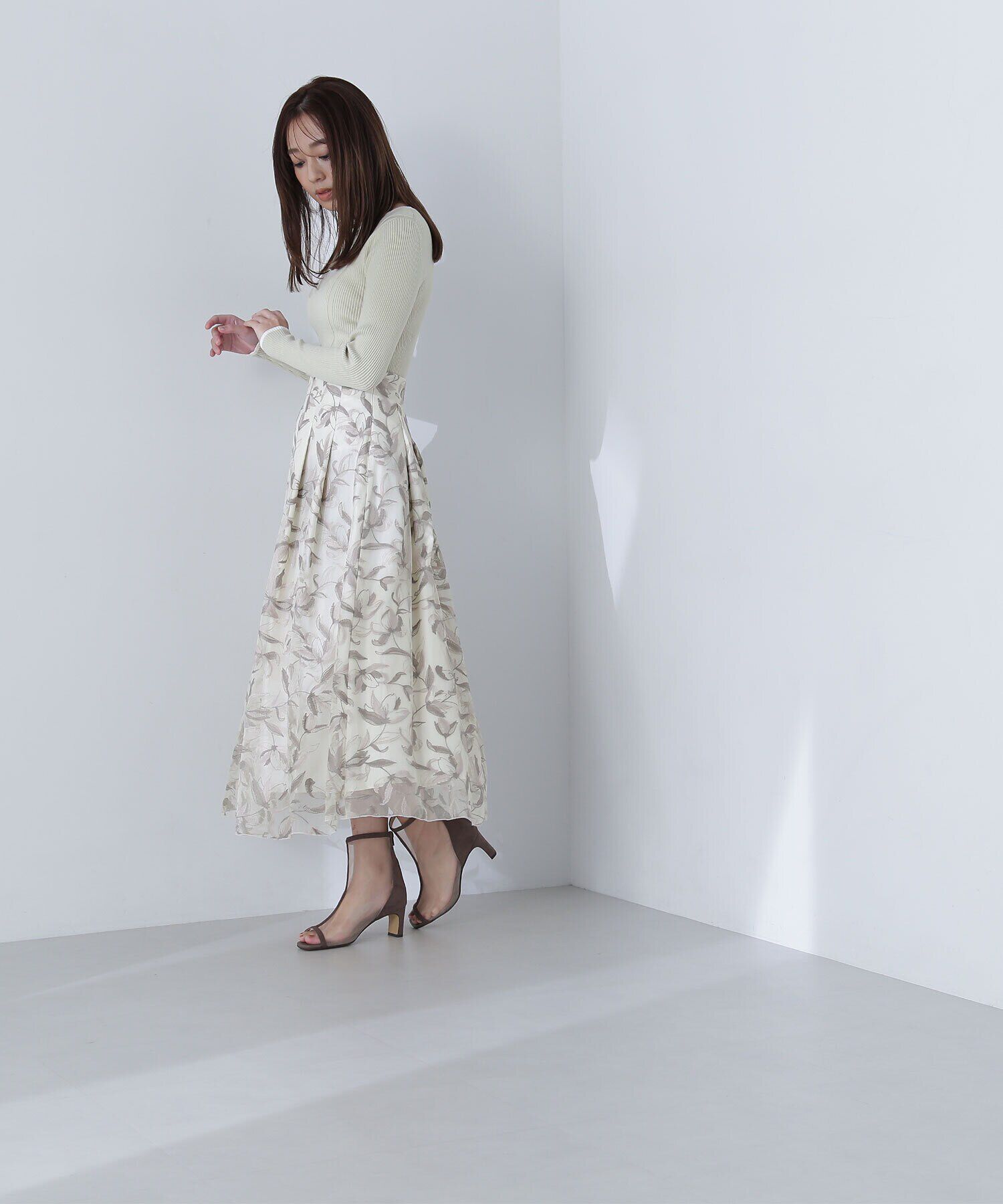  「チュール刺繍レーススカート」|スカート|