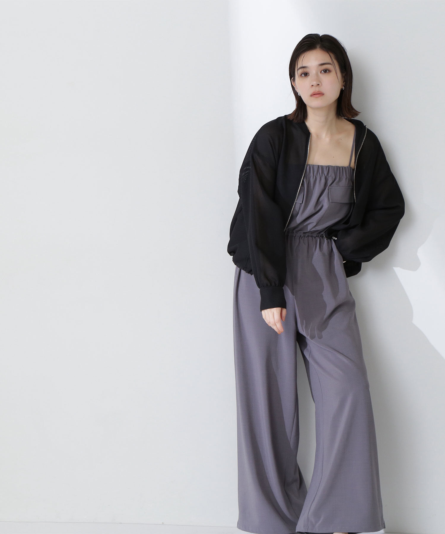  「ダブルポケットギャザーオールインワン」|ワンピース|