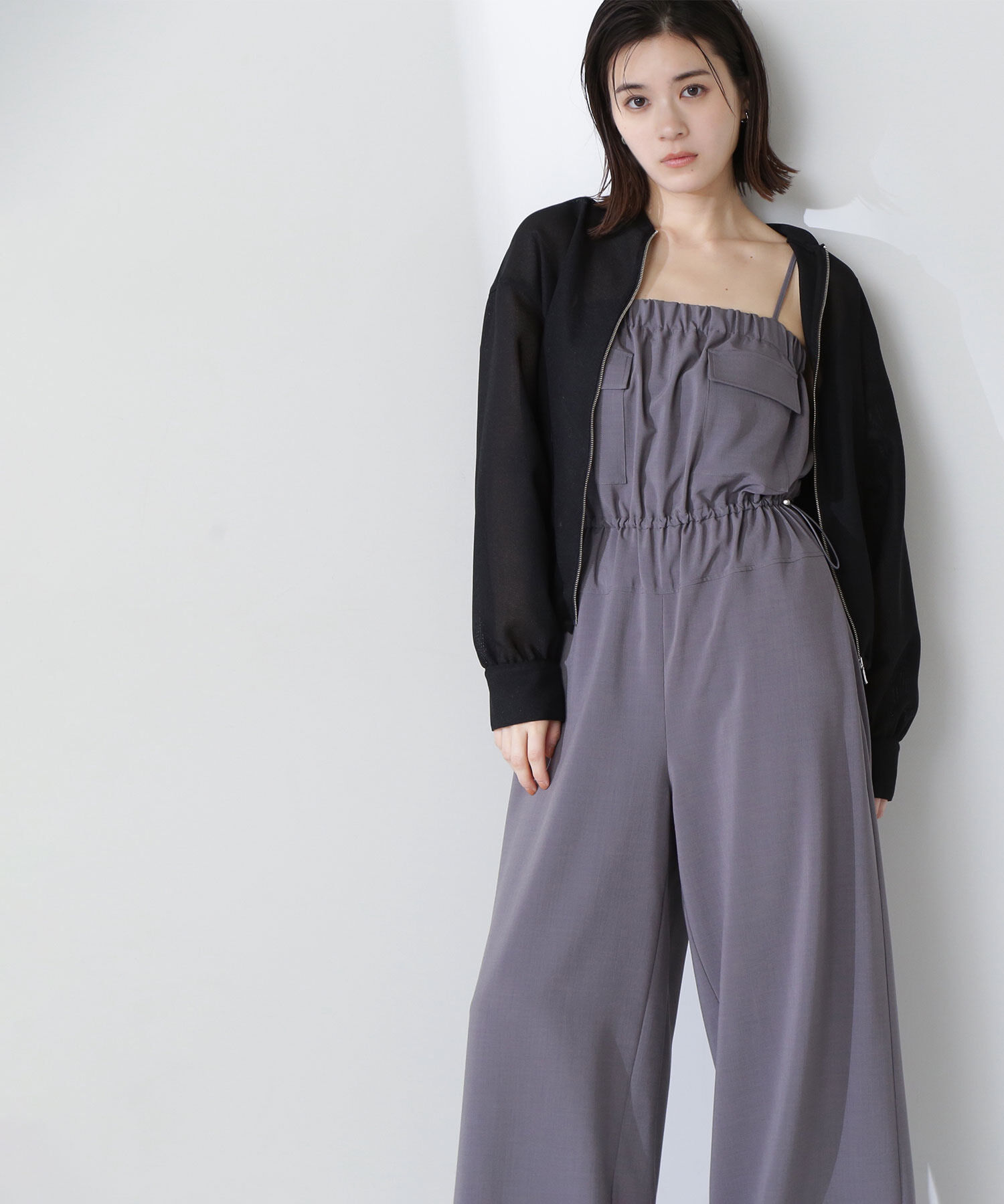  「ダブルポケットギャザーオールインワン」|ワンピース|