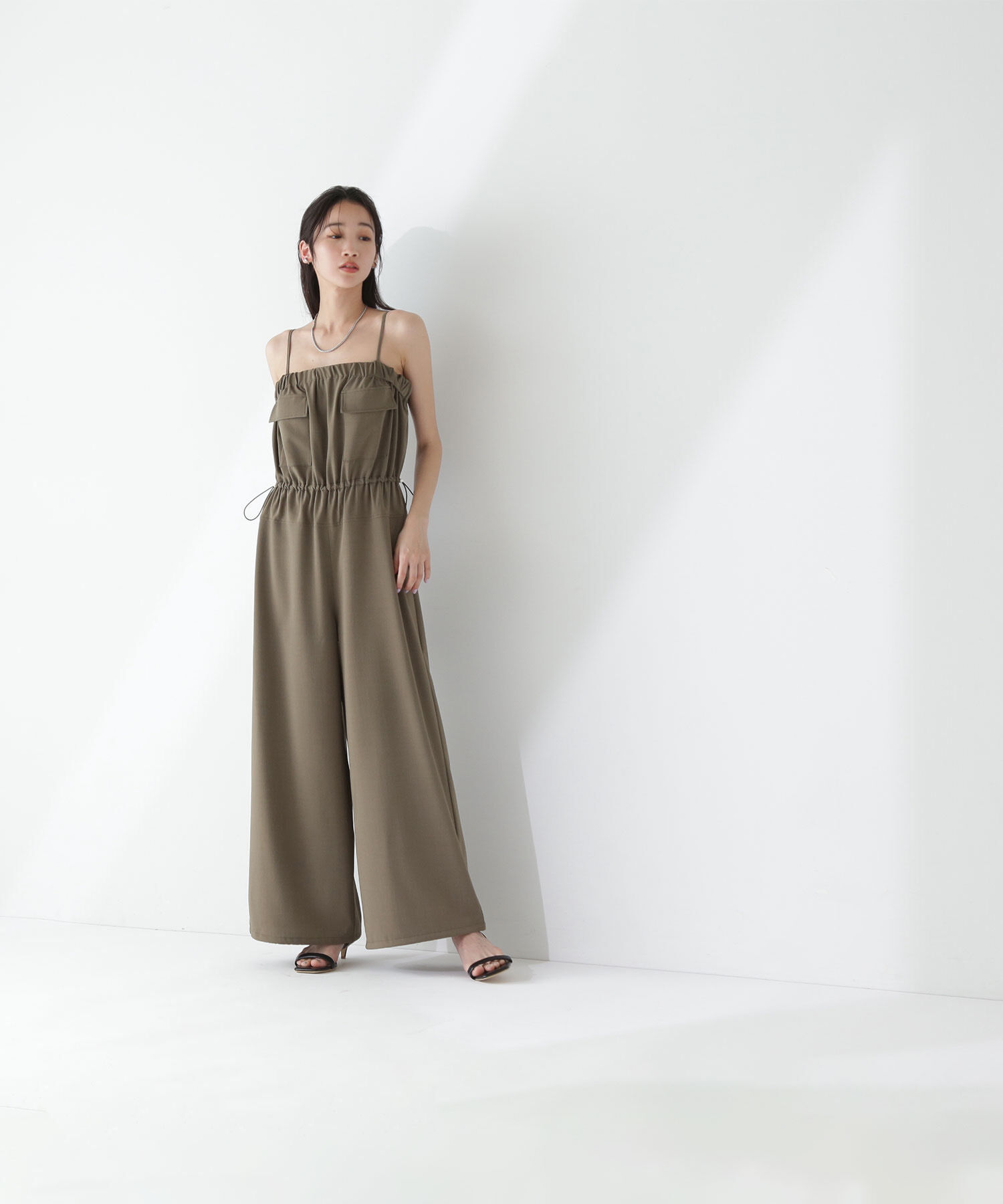  「ダブルポケットギャザーオールインワン」|ワンピース|