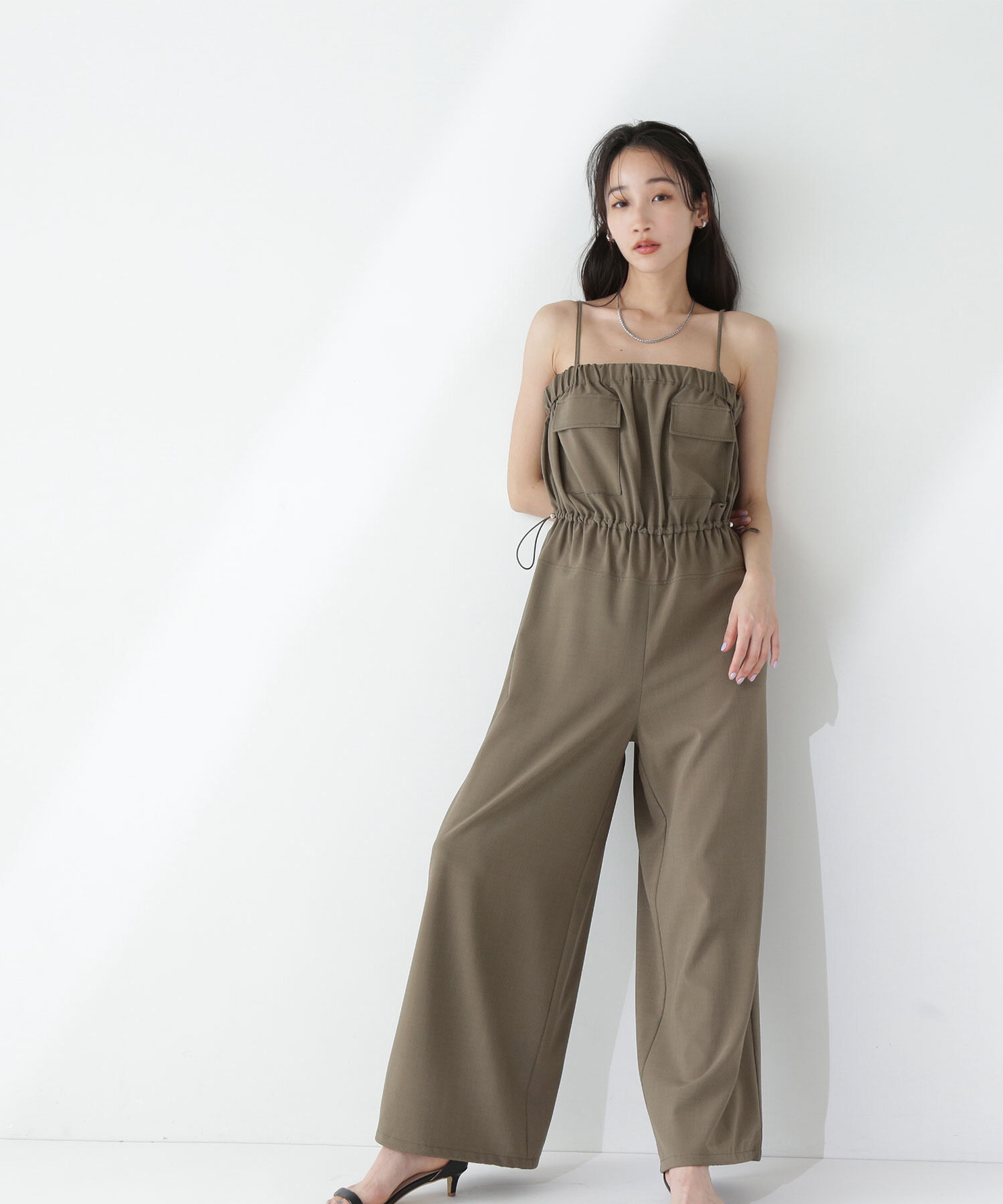  「ダブルポケットギャザーオールインワン」|ワンピース|