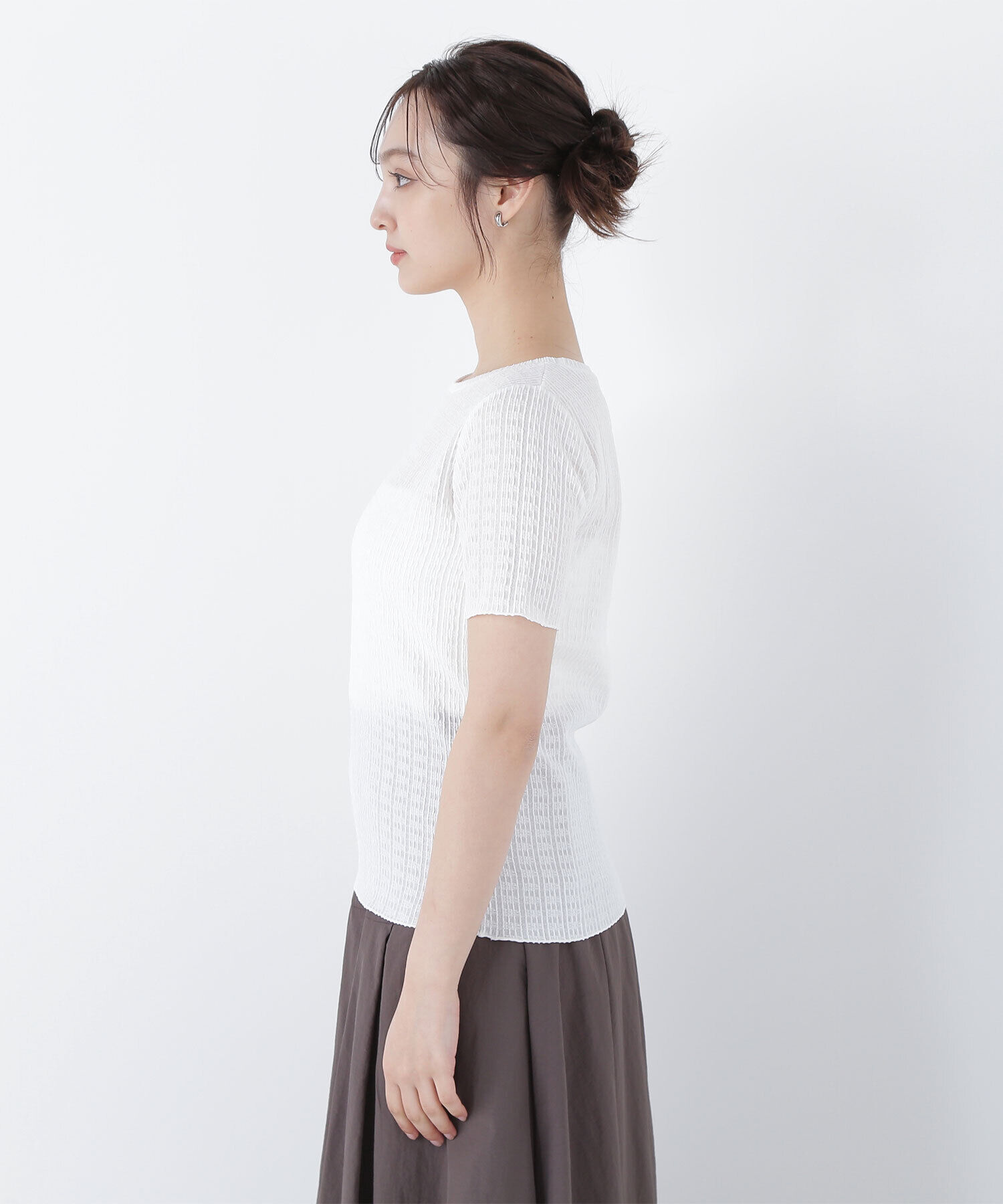  「ふくれジャガードコンパクトトップス」|Tシャツ・カットソー|