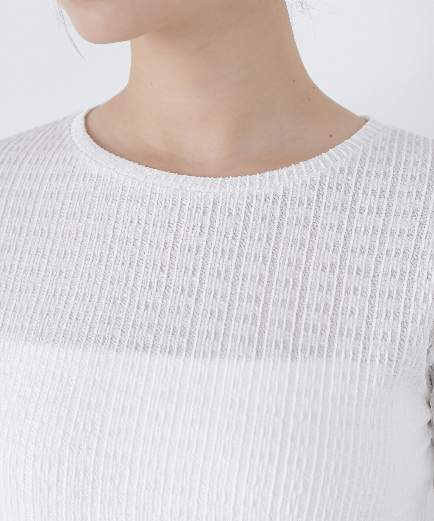  「ふくれジャガードコンパクトトップス」|Tシャツ・カットソー|