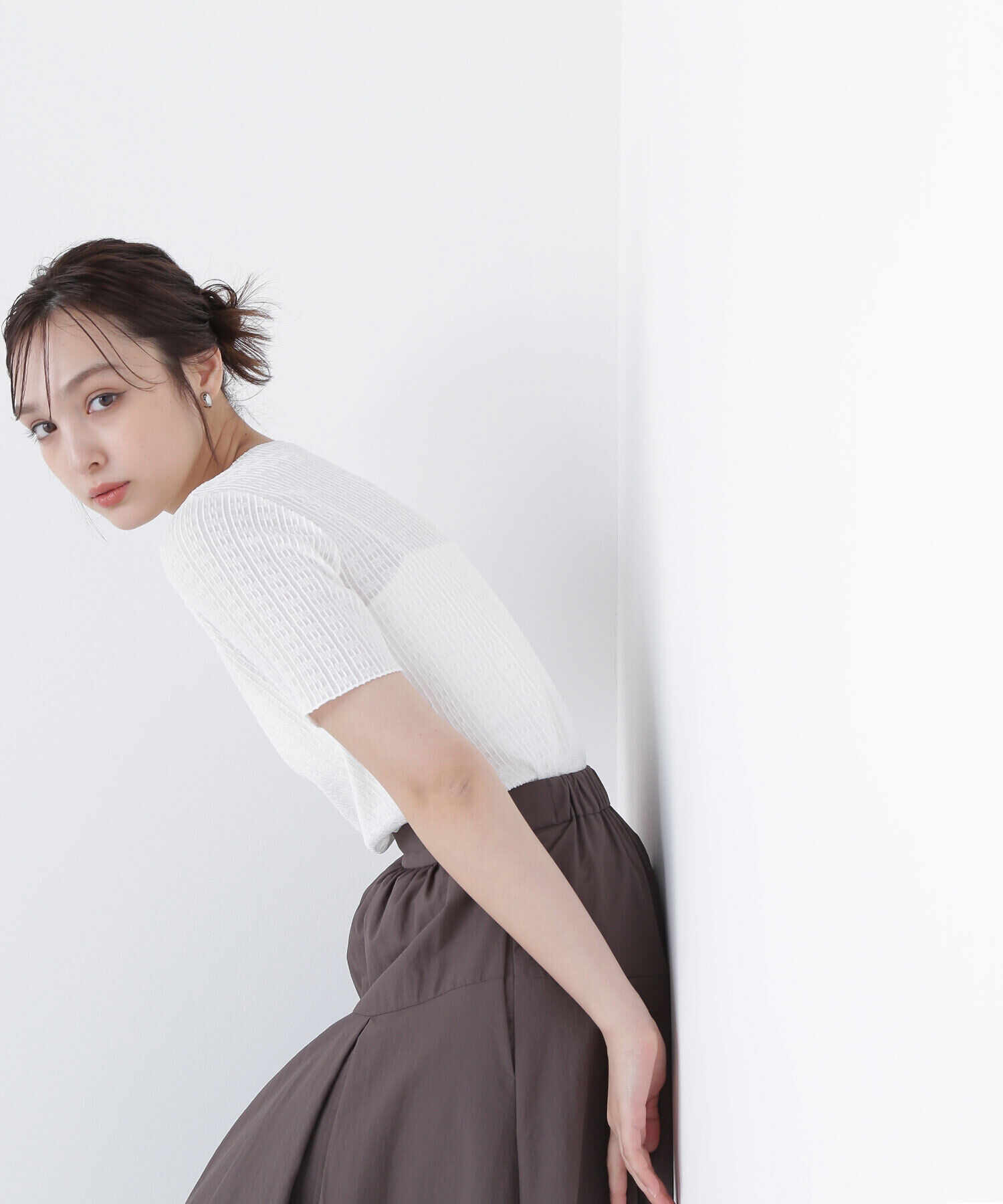  「ふくれジャガードコンパクトトップス」|Tシャツ・カットソー|