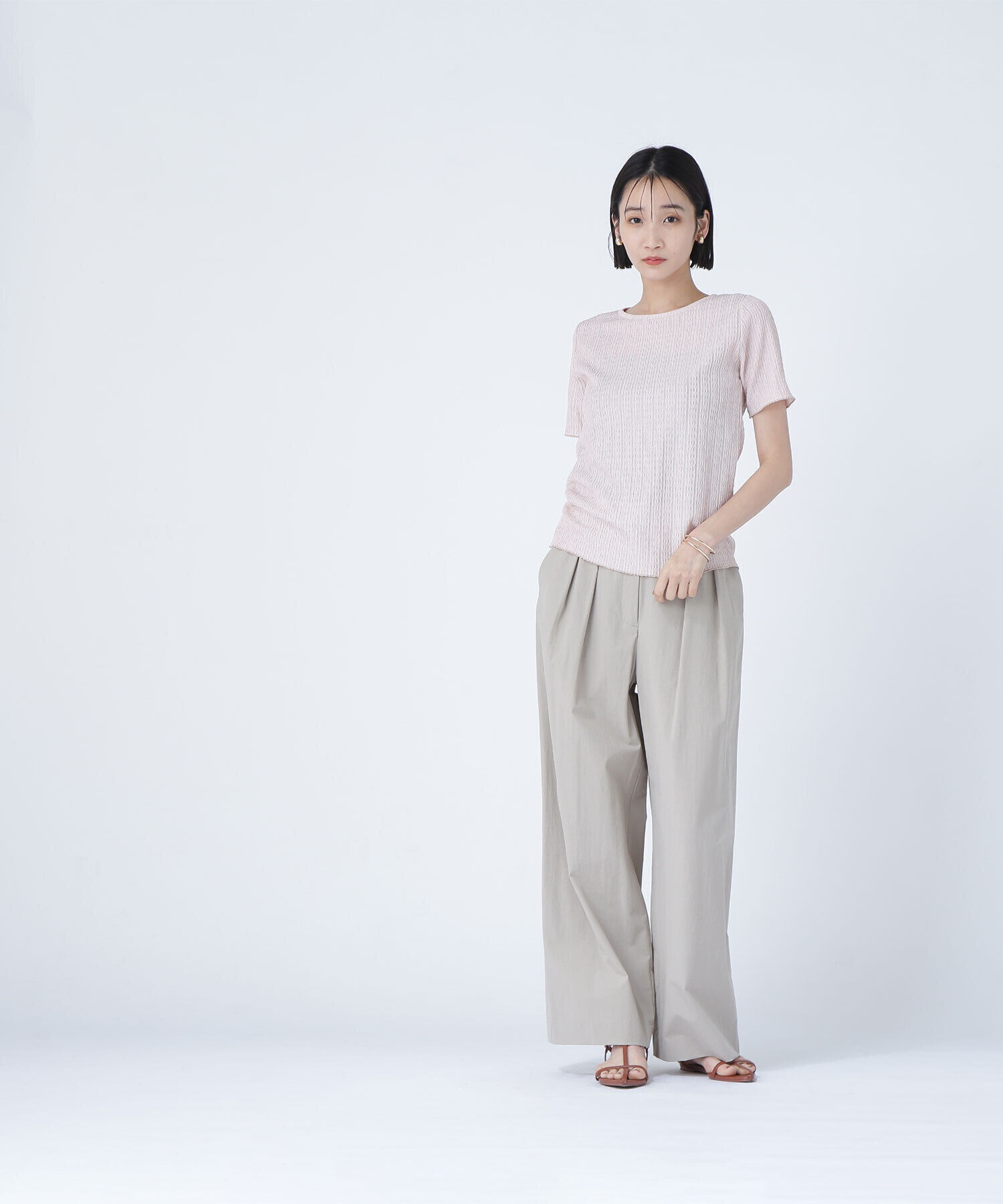  「ふくれジャガードコンパクトトップス」|Tシャツ・カットソー|