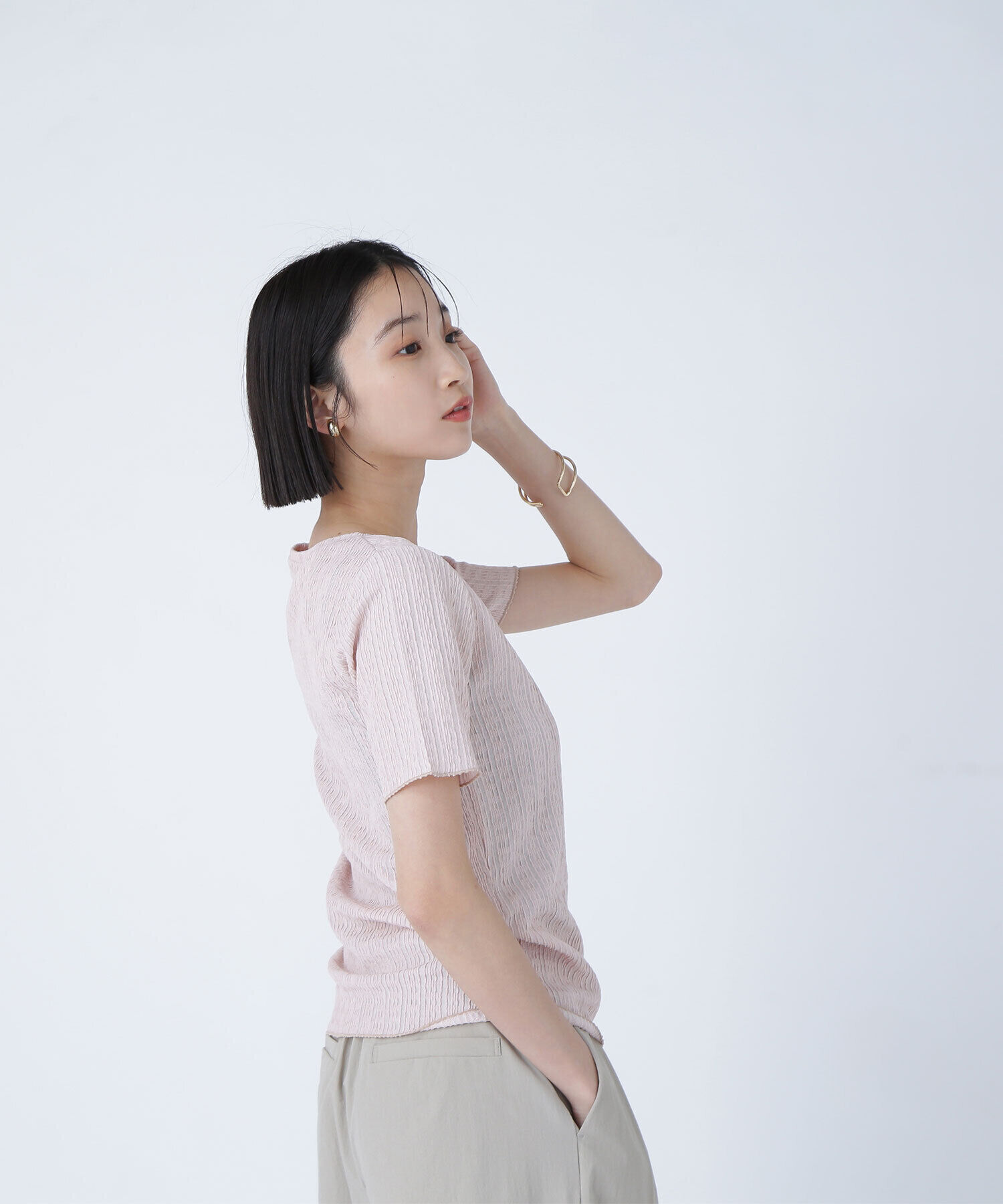  「ふくれジャガードコンパクトトップス」|Tシャツ・カットソー|