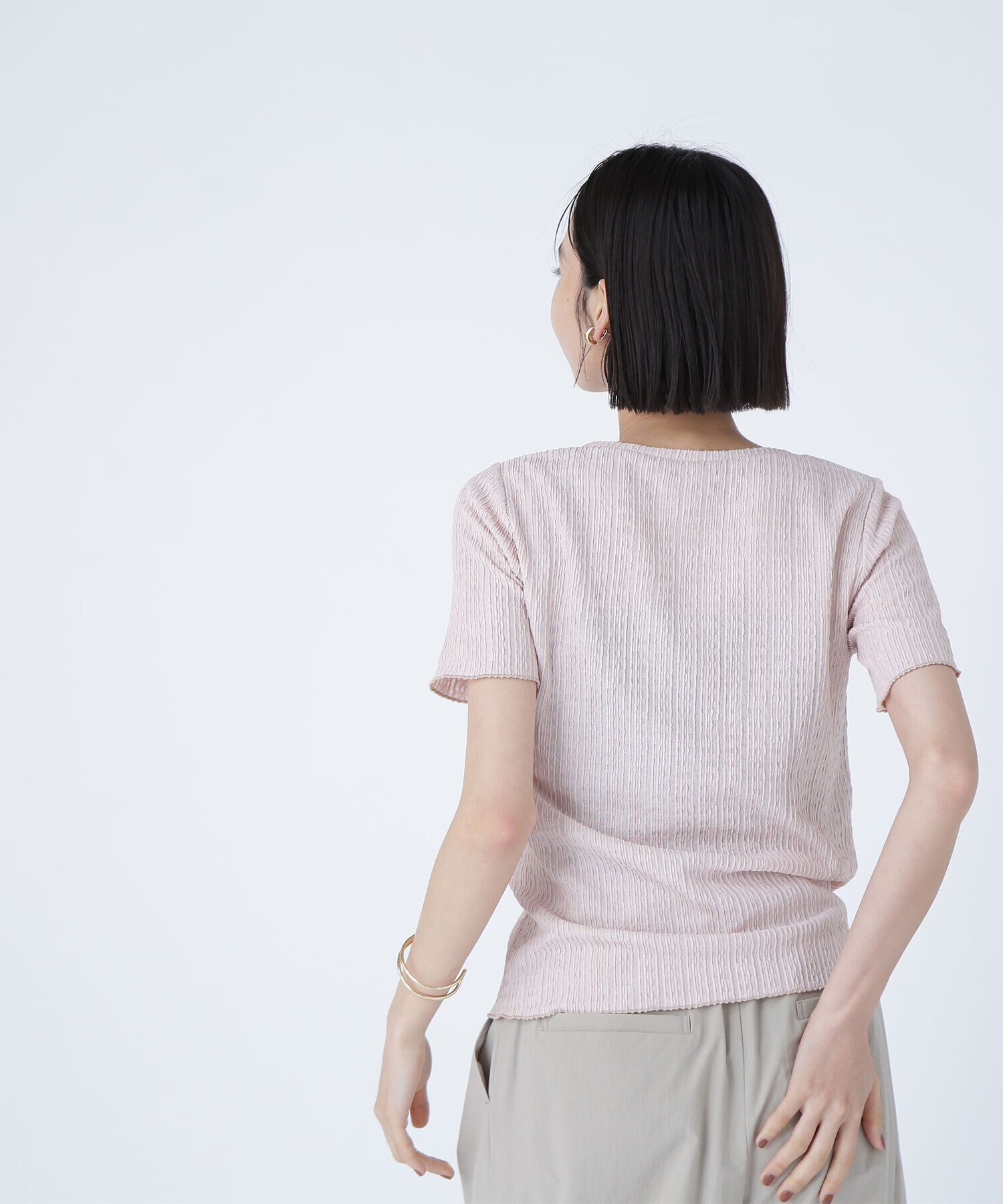  「ふくれジャガードコンパクトトップス」|Tシャツ・カットソー|