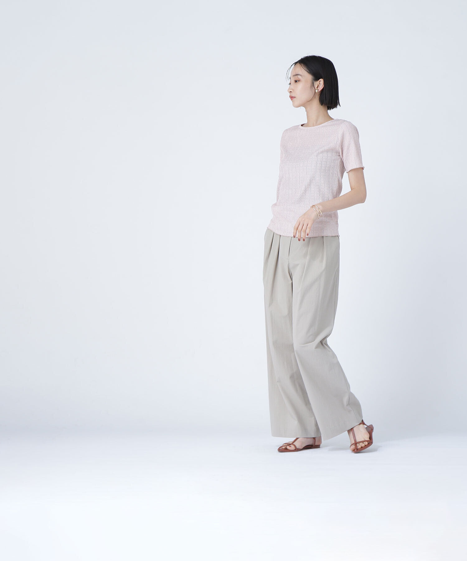  「ふくれジャガードコンパクトトップス」|Tシャツ・カットソー|