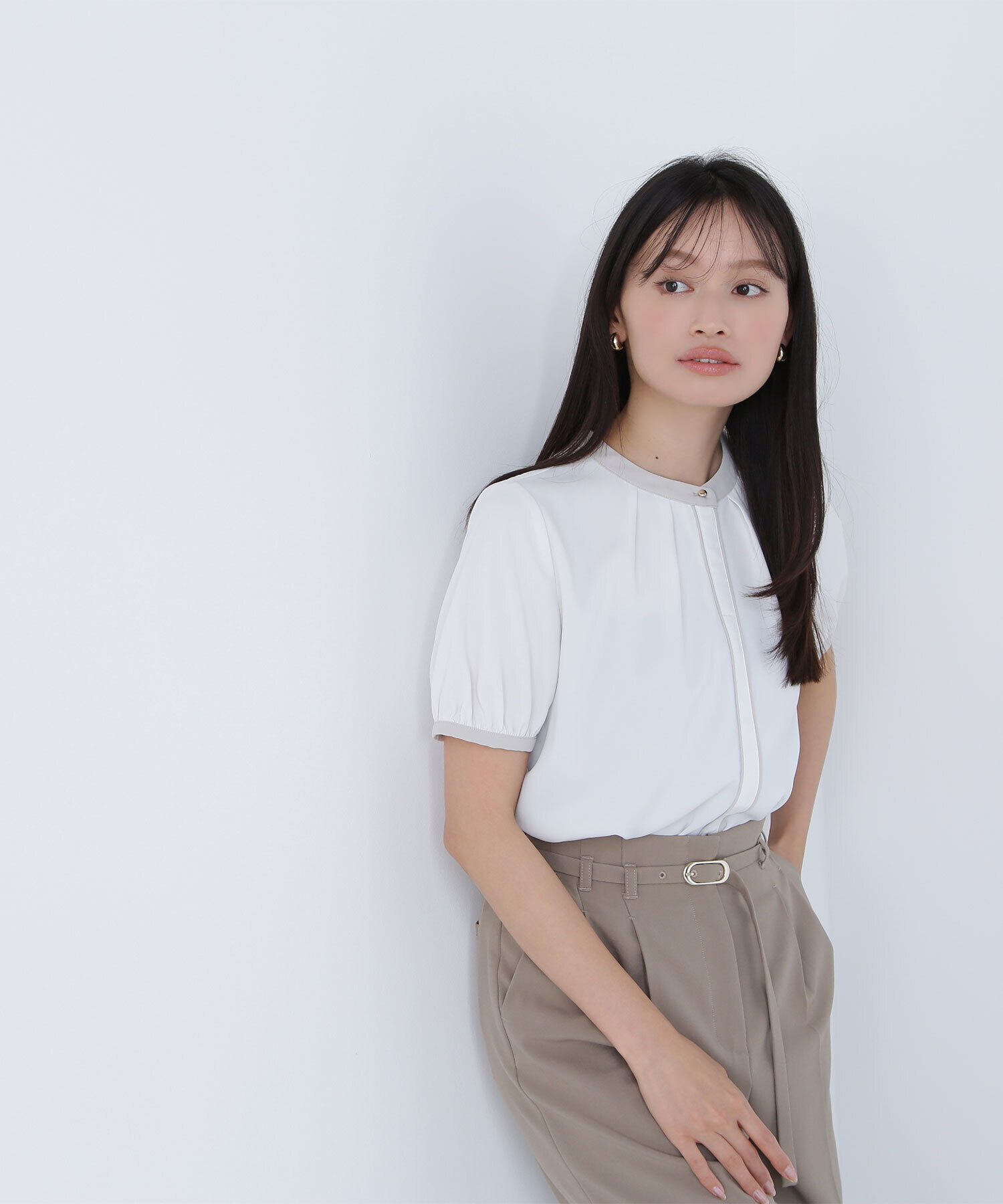  「バイカラートリミングブラウス」|シャツ・ブラウス|オフホワイト 2