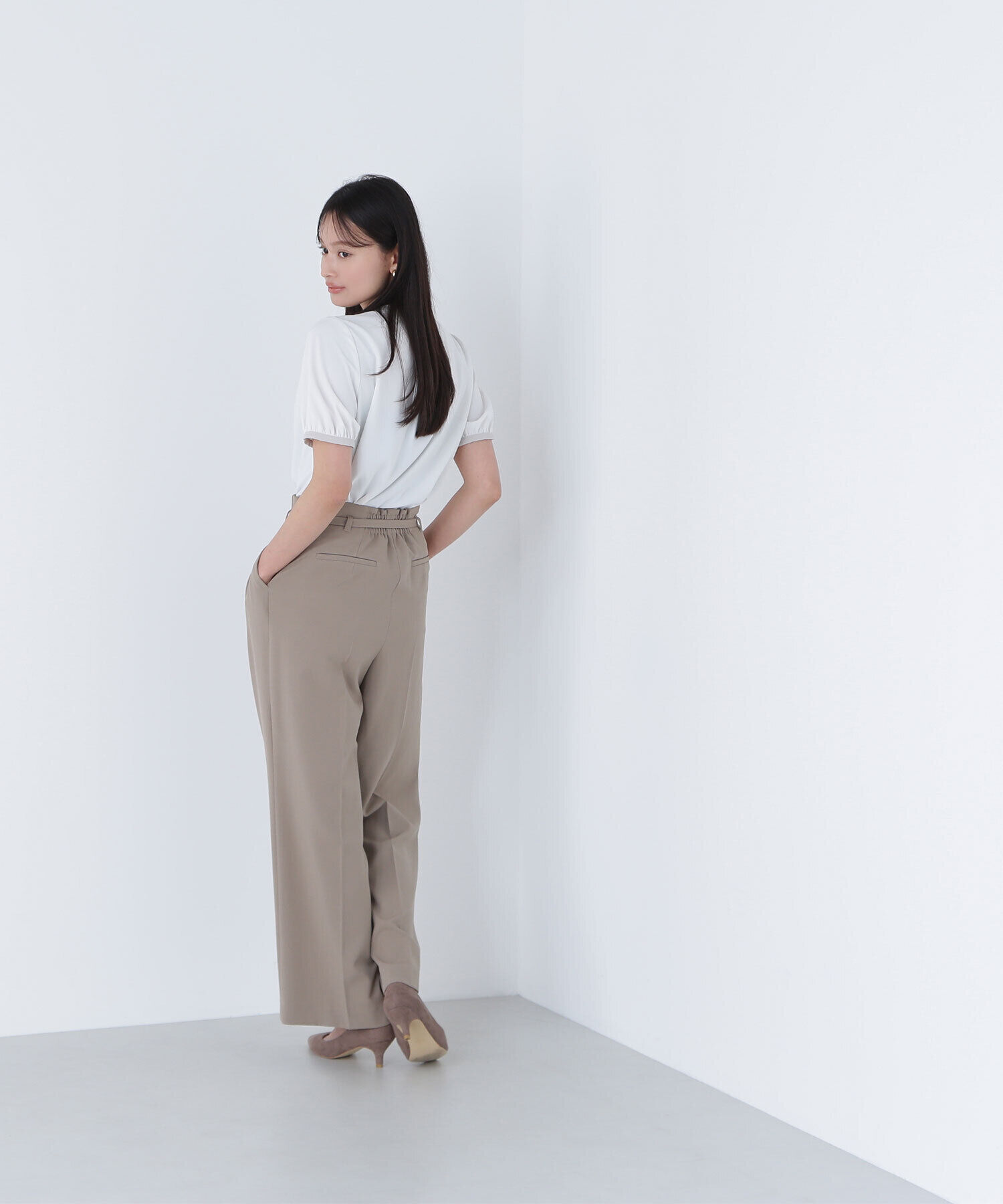  「バイカラートリミングブラウス」|シャツ・ブラウス|