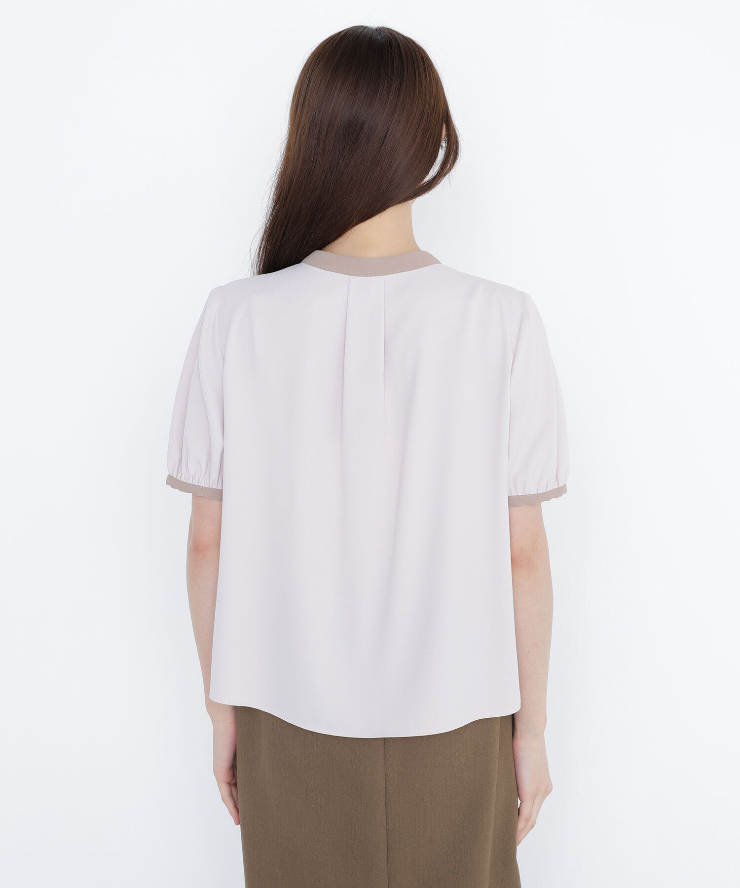  「バイカラートリミングブラウス」|シャツ・ブラウス|