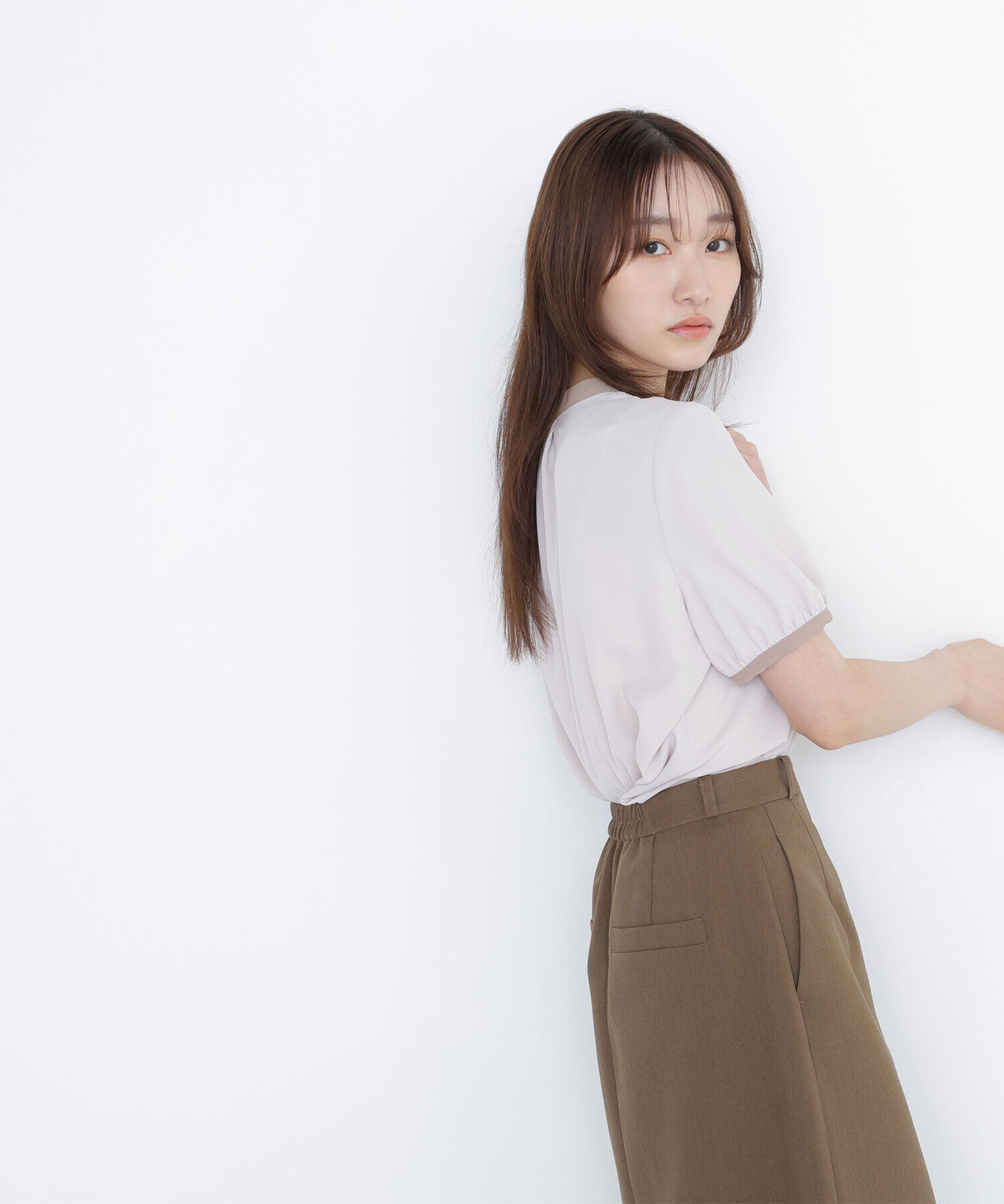  「バイカラートリミングブラウス」|シャツ・ブラウス|