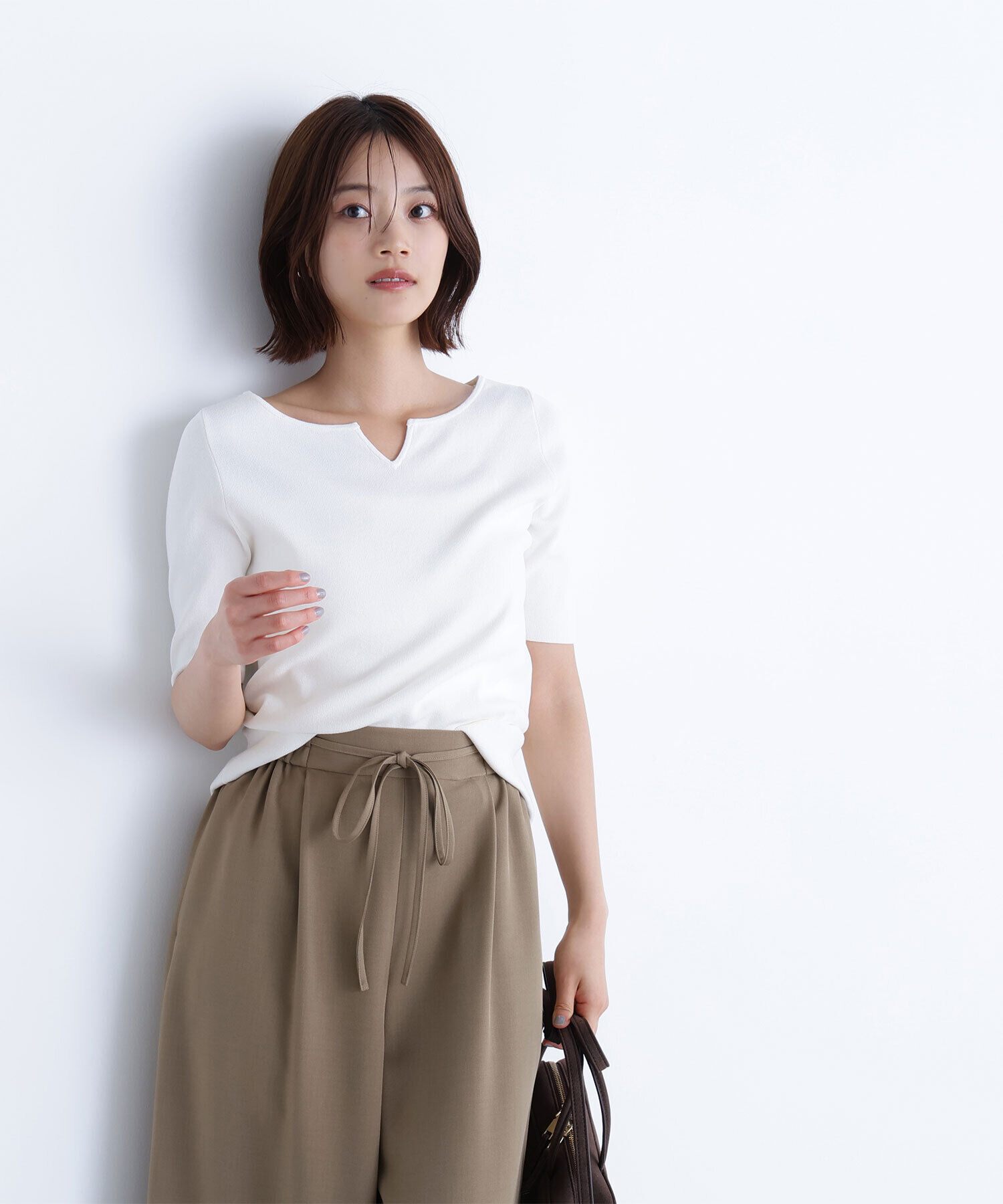  「総針ベーシックシリーズ キーネックニット」|ニット・セーター|