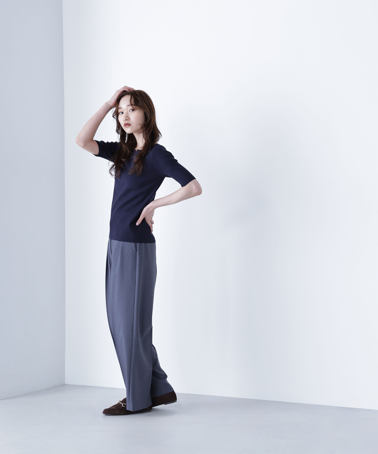  「総針ベーシックシリーズ キーネックニット」|ニット・セーター|