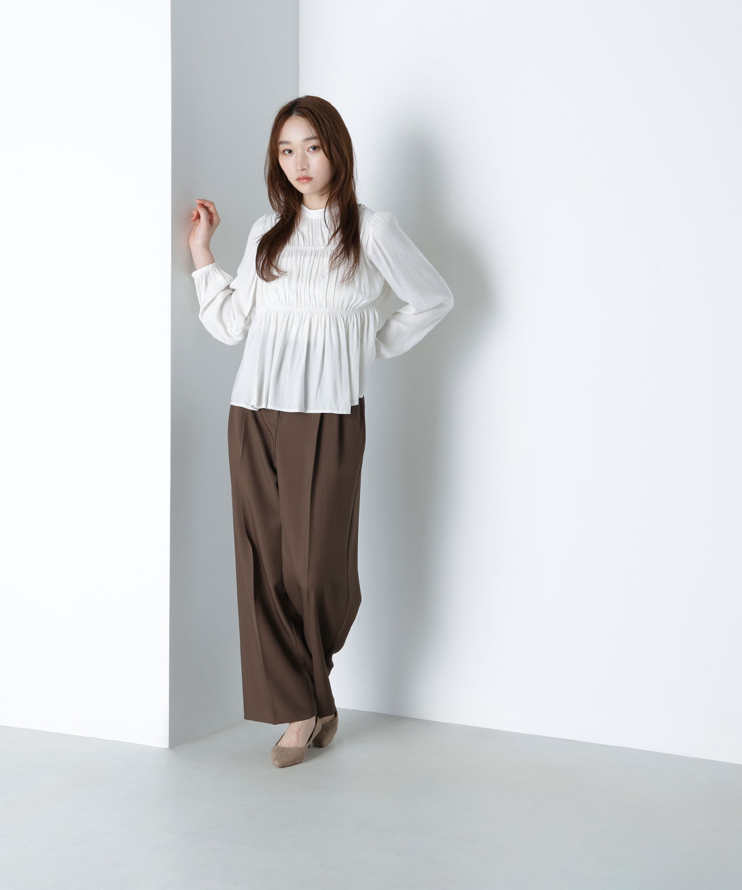  「シャーリングデザインブラウス」|シャツ・ブラウス|