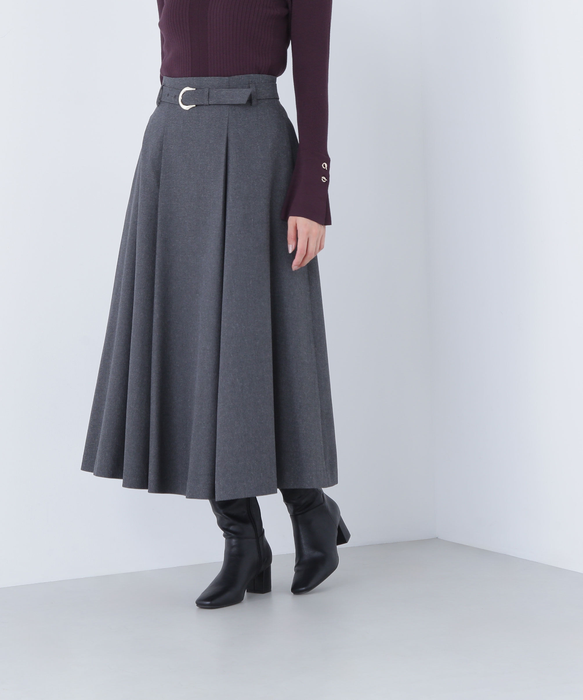  「メタルバックルフレアスカート」|スカート|