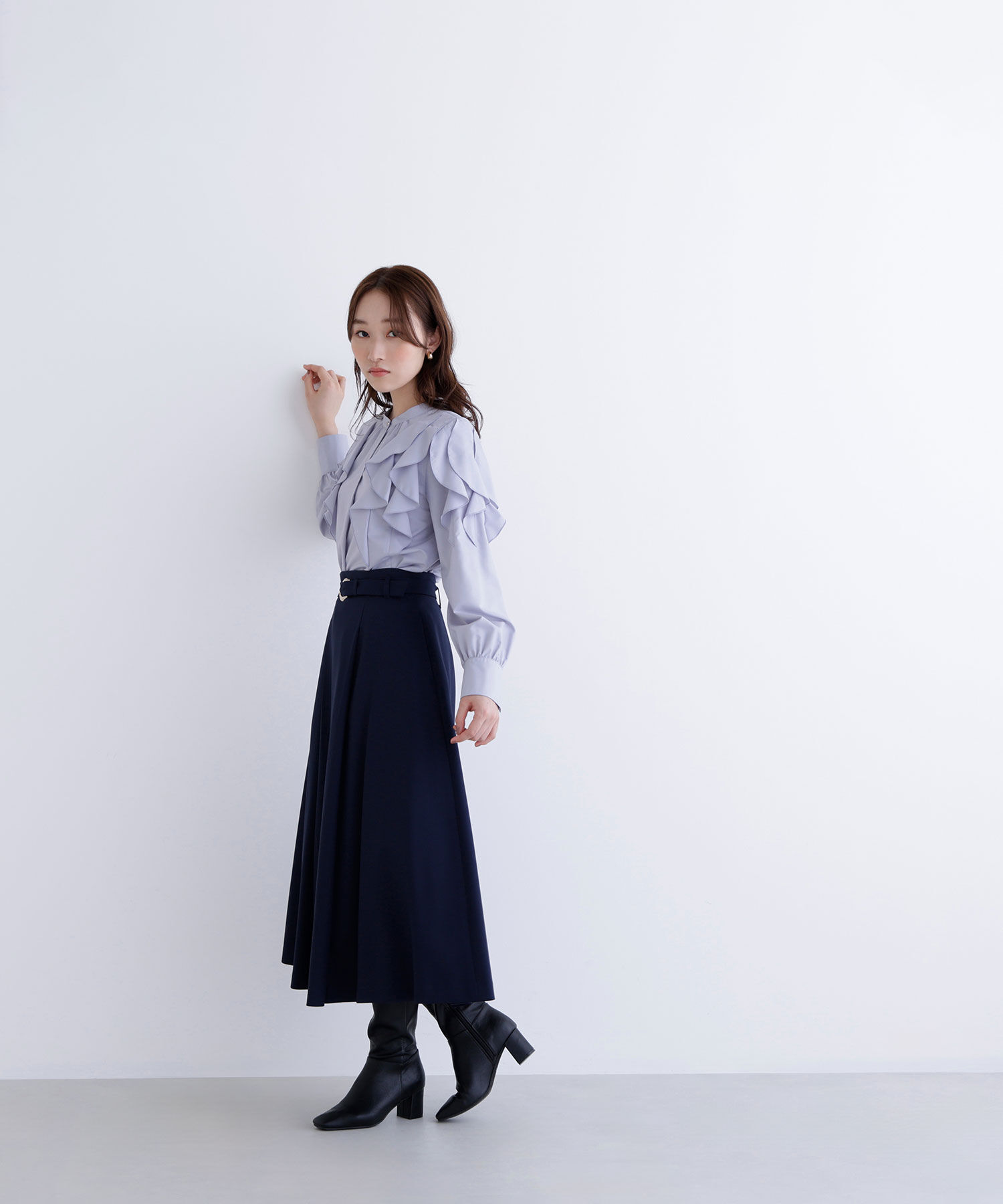  「メタルバックルフレアスカート」|スカート|