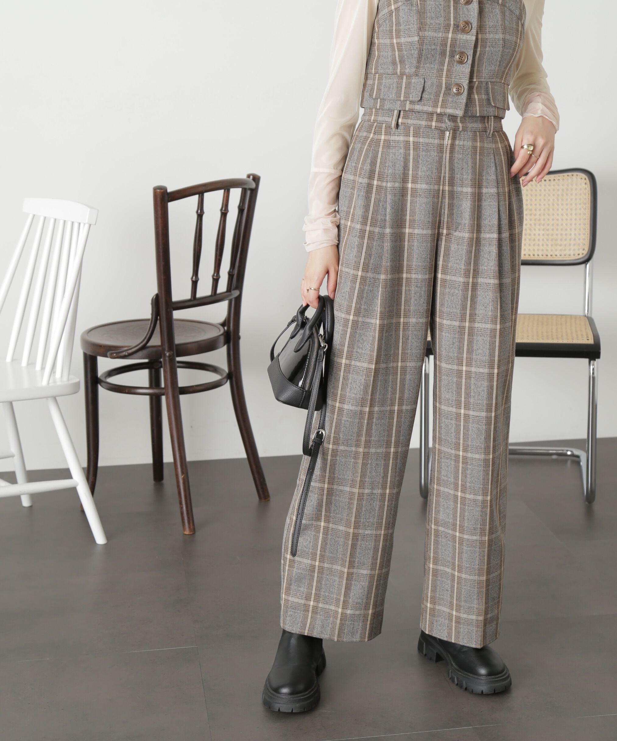  「＜SET UP対応＞[低身長サイズ/Sシリーズ]タックワイドパンツ」|その他|