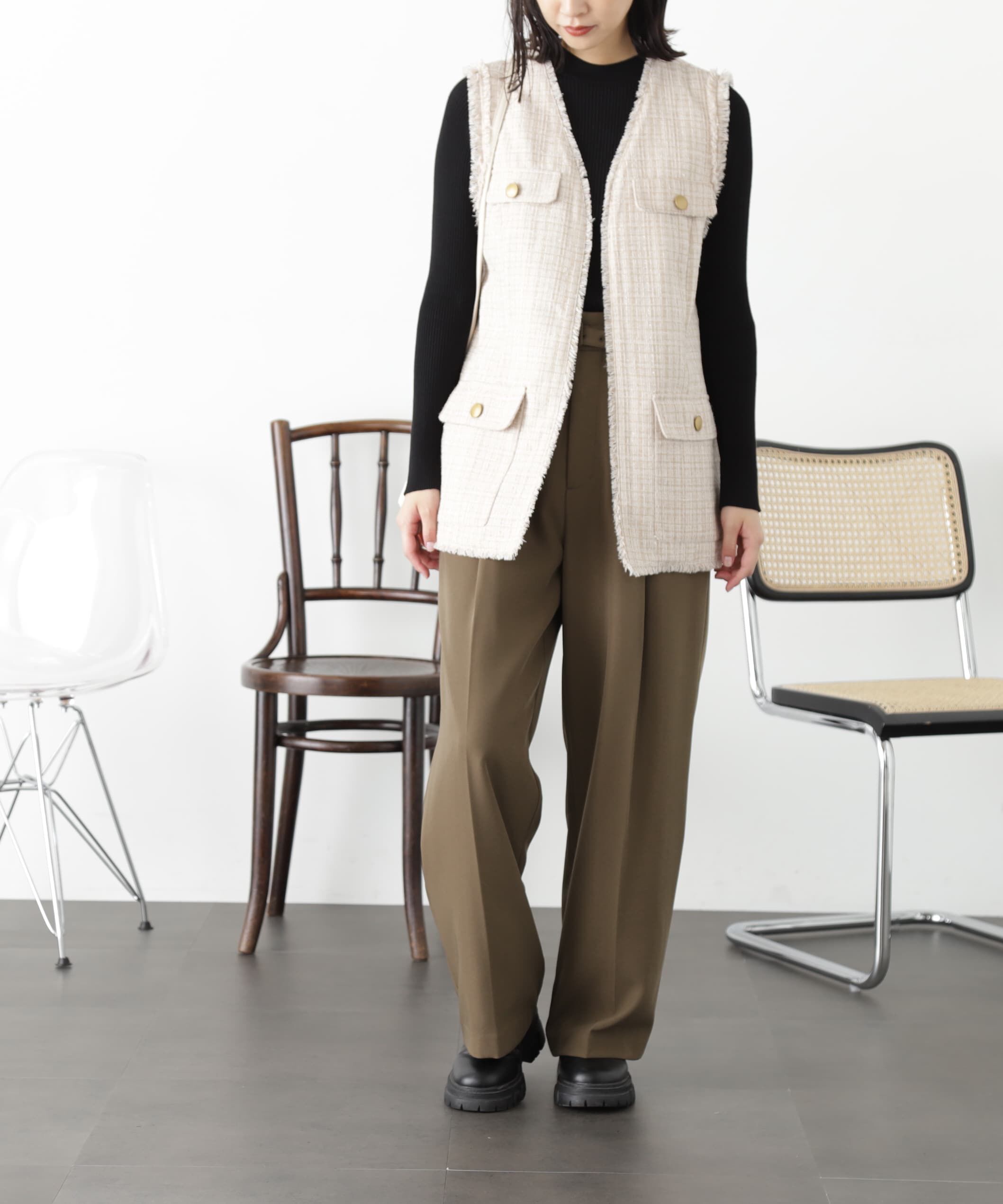  「＜SET UP対応＞[低身長サイズ/Sシリーズ]タックワイドパンツ」|その他|