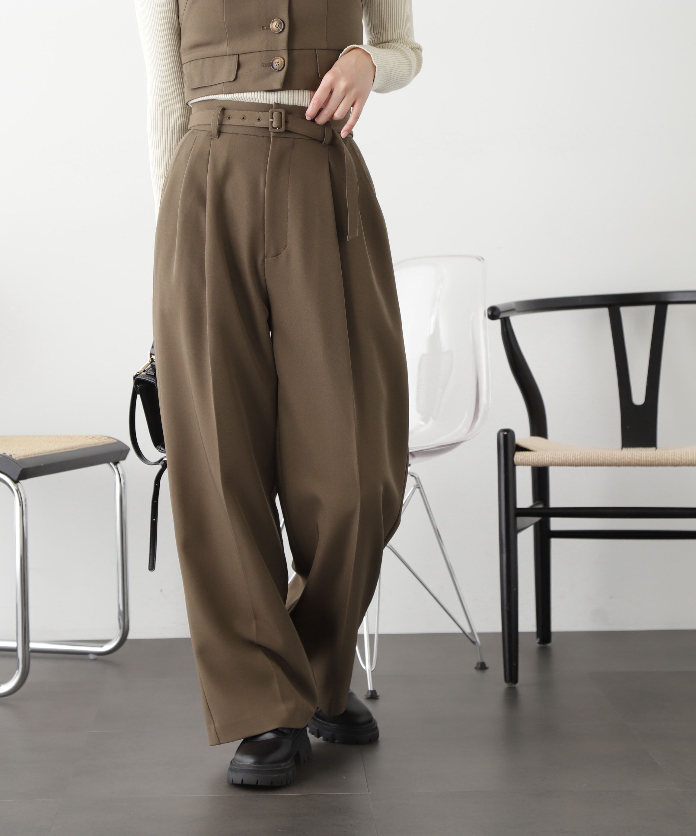  「＜SET UP対応＞[低身長サイズ/Sシリーズ]タックワイドパンツ」|その他|