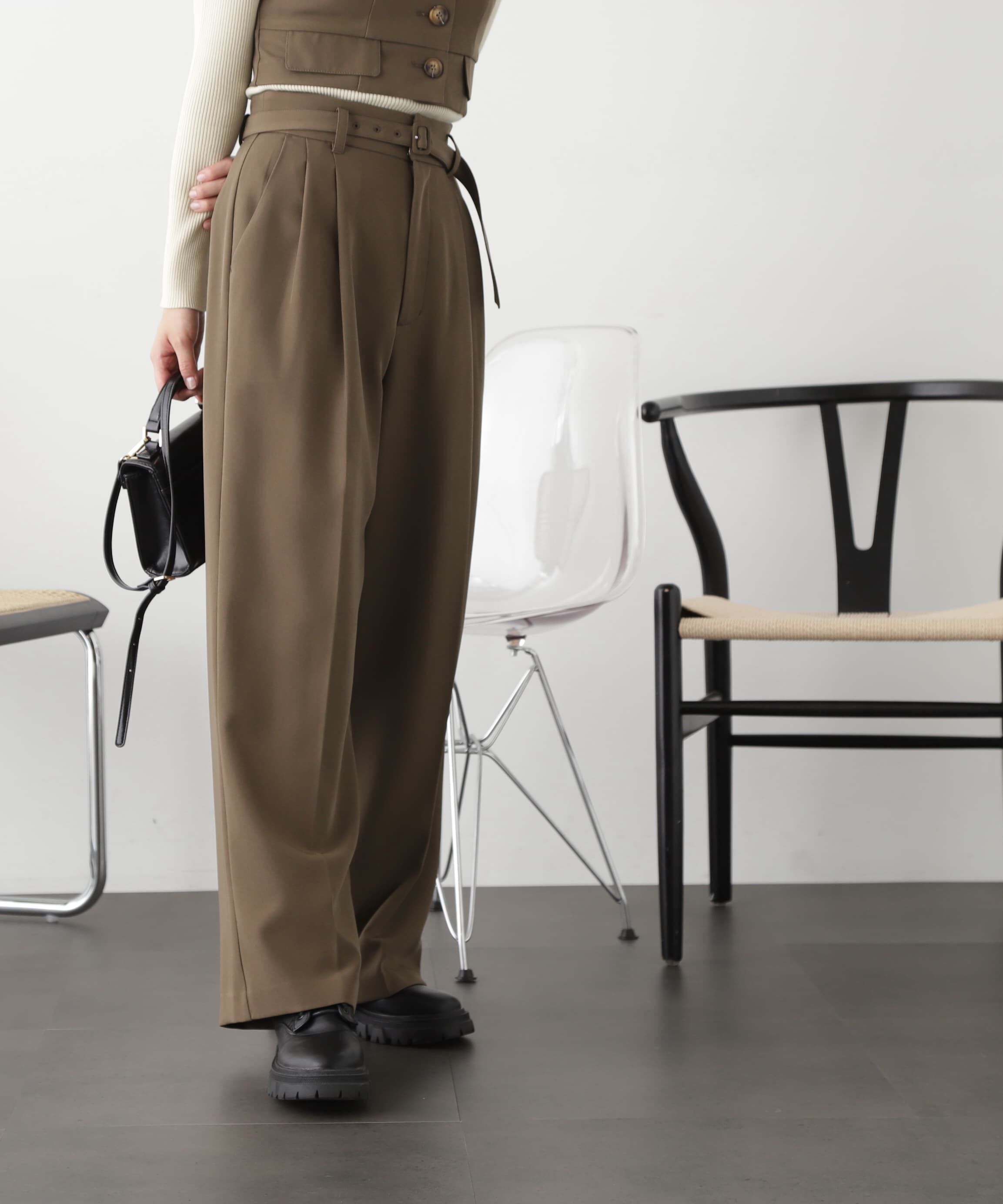  「＜SET UP対応＞[低身長サイズ/Sシリーズ]タックワイドパンツ」|その他|