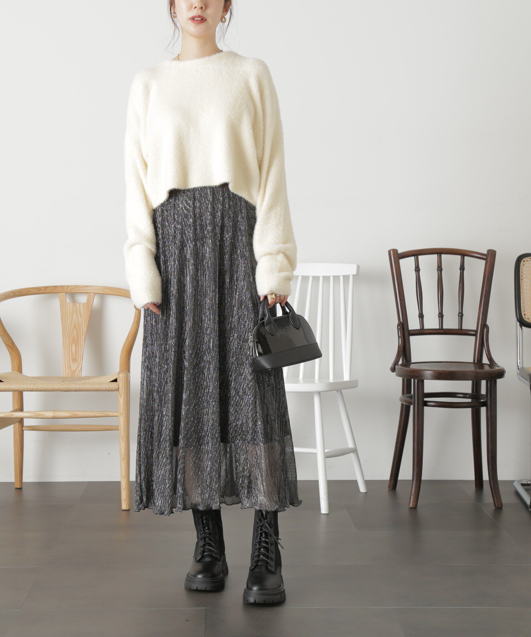 「［シルバーカラーWEB限定］ラメプリーツスカート」|スカート|