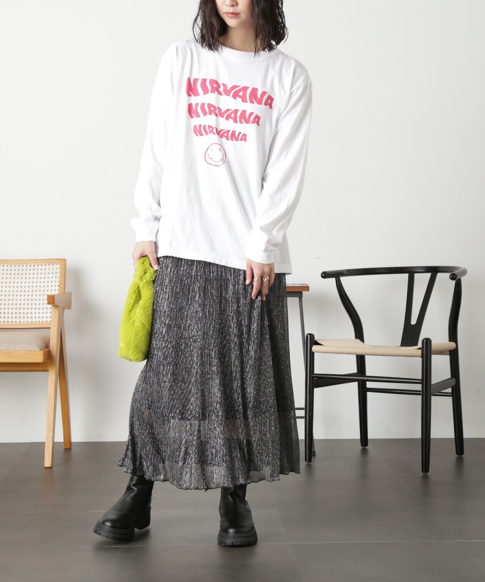  「［シルバーカラーWEB限定］ラメプリーツスカート」|スカート|