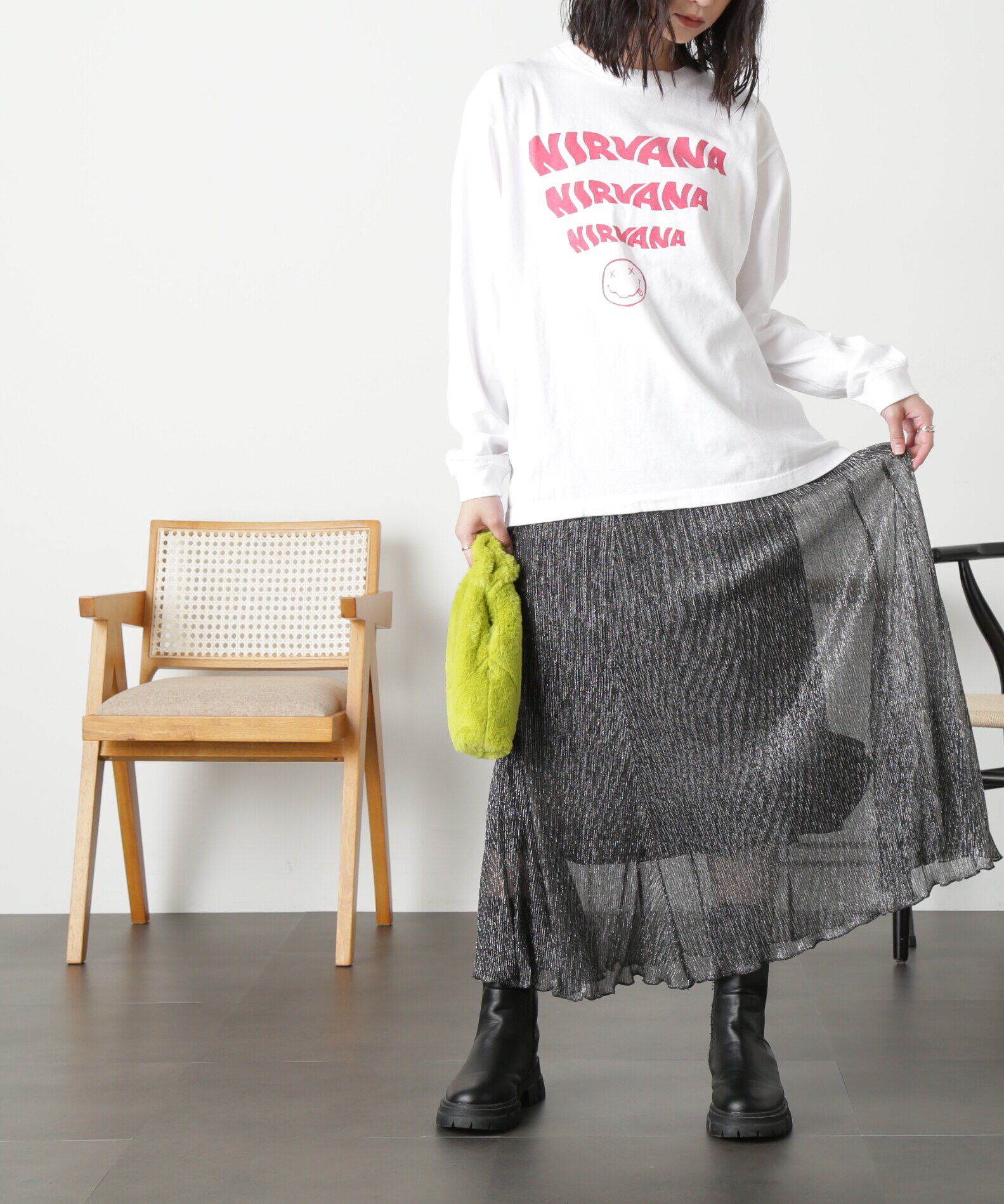  「［シルバーカラーWEB限定］ラメプリーツスカート」|スカート|