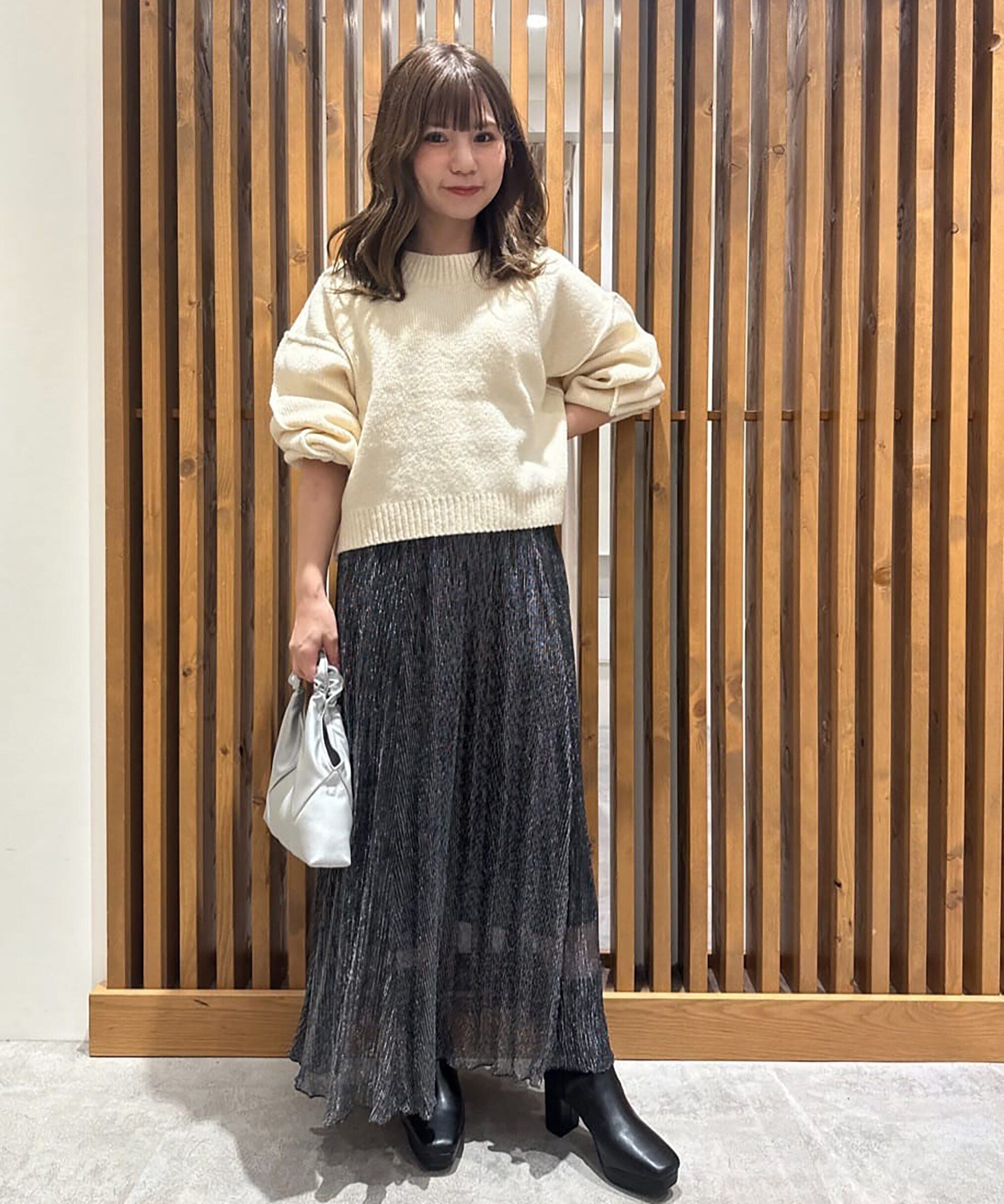  「［シルバーカラーWEB限定］ラメプリーツスカート」|スカート|