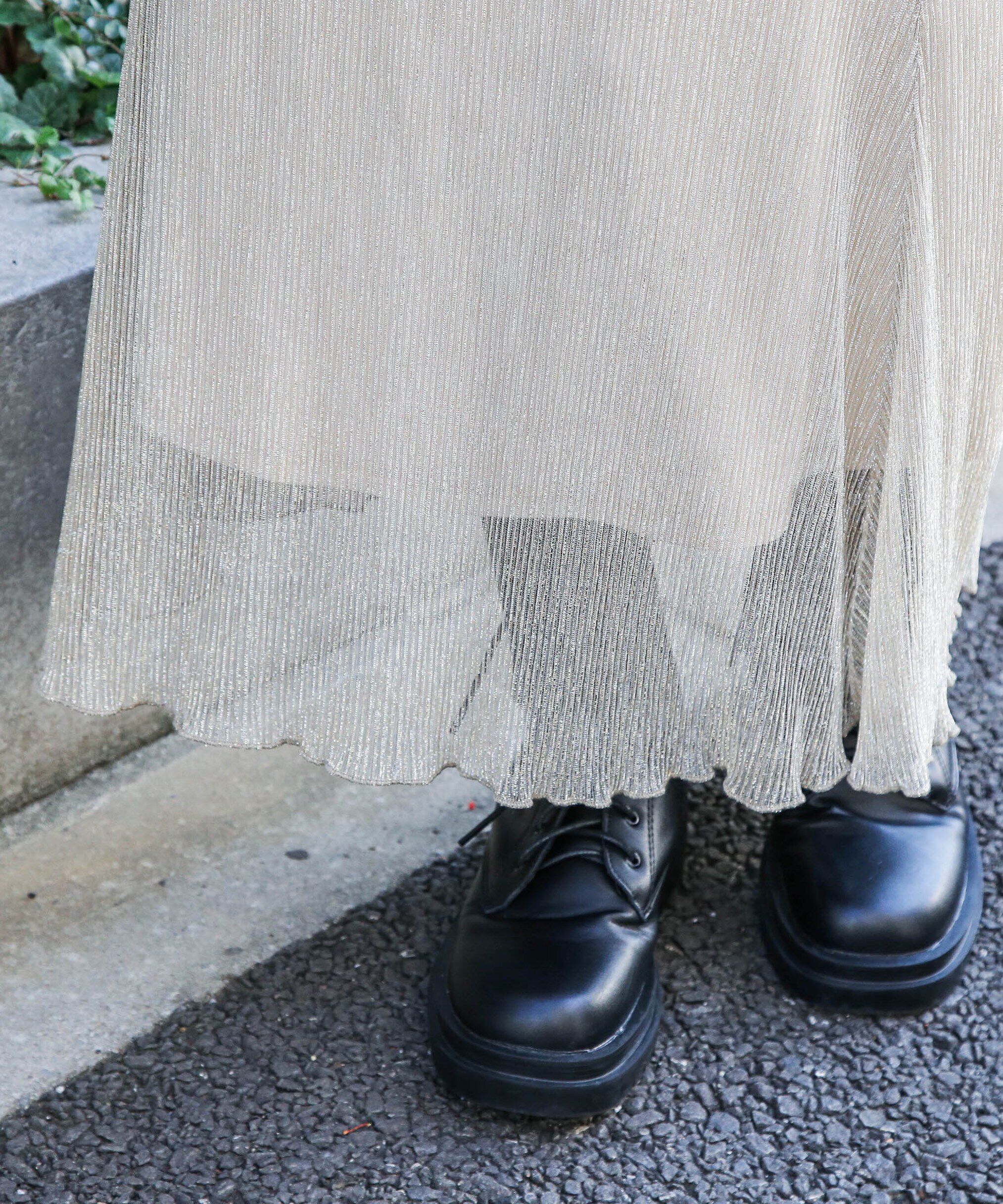  「［シルバーカラーWEB限定］ラメプリーツスカート」|スカート|