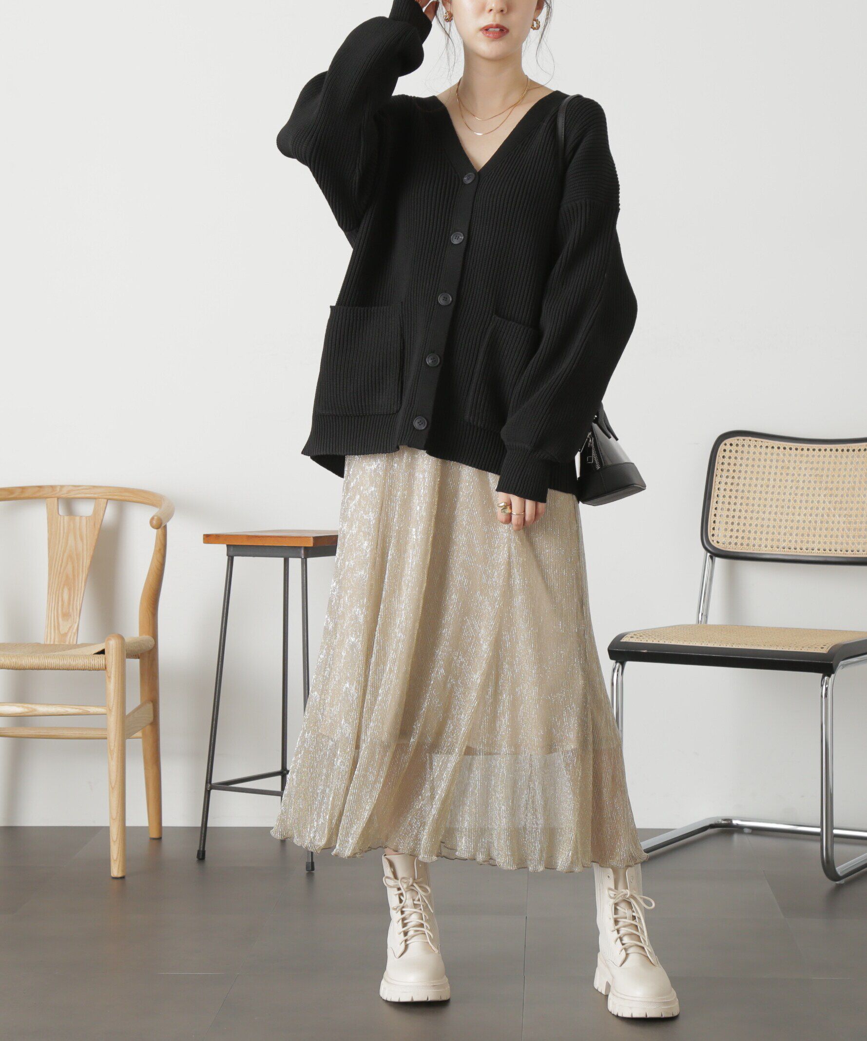  「［シルバーカラーWEB限定］ラメプリーツスカート」|スカート|