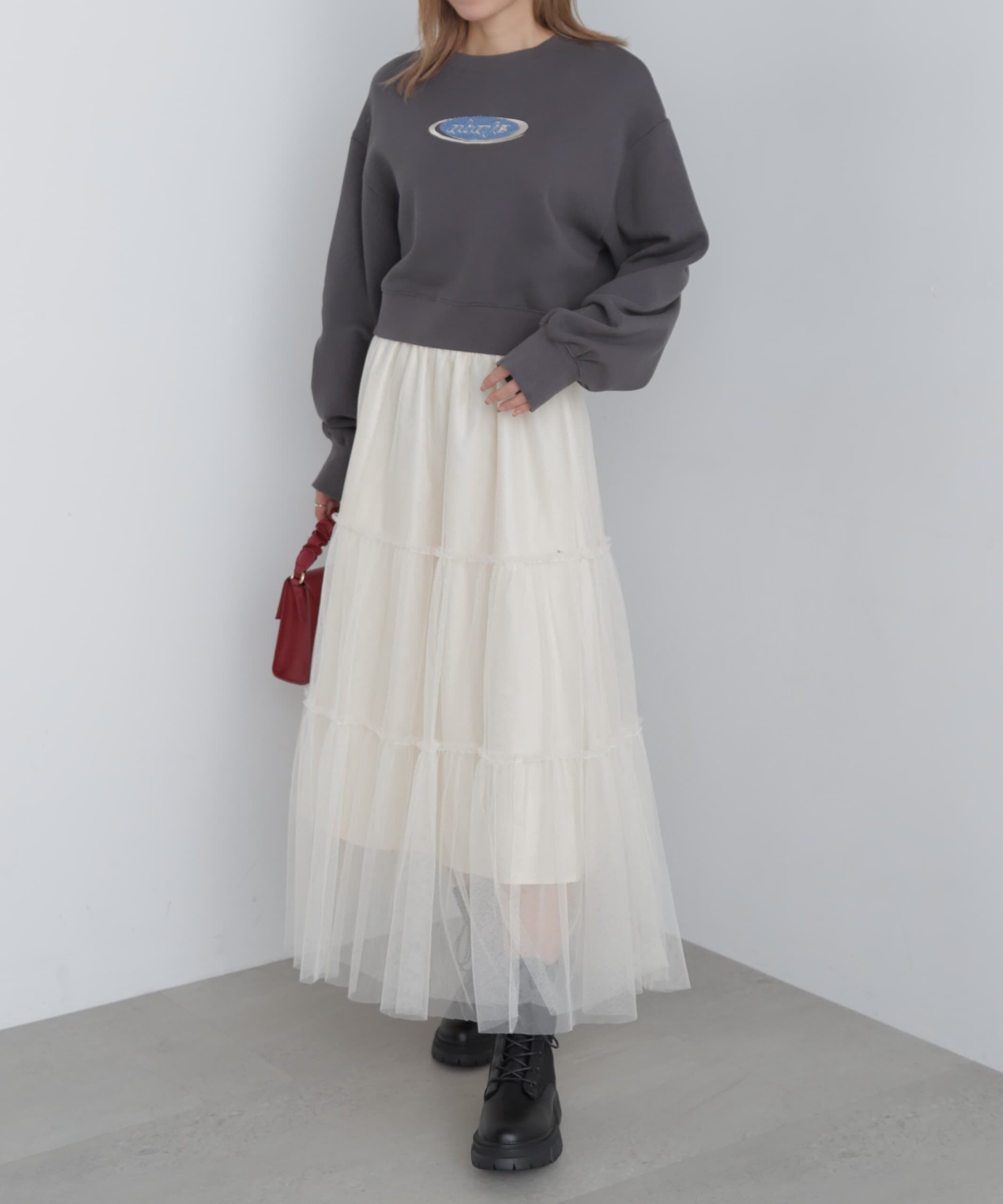  「スポーツロゴサガラ刺繍ショート丈スウェット」|Tシャツ・カットソー|