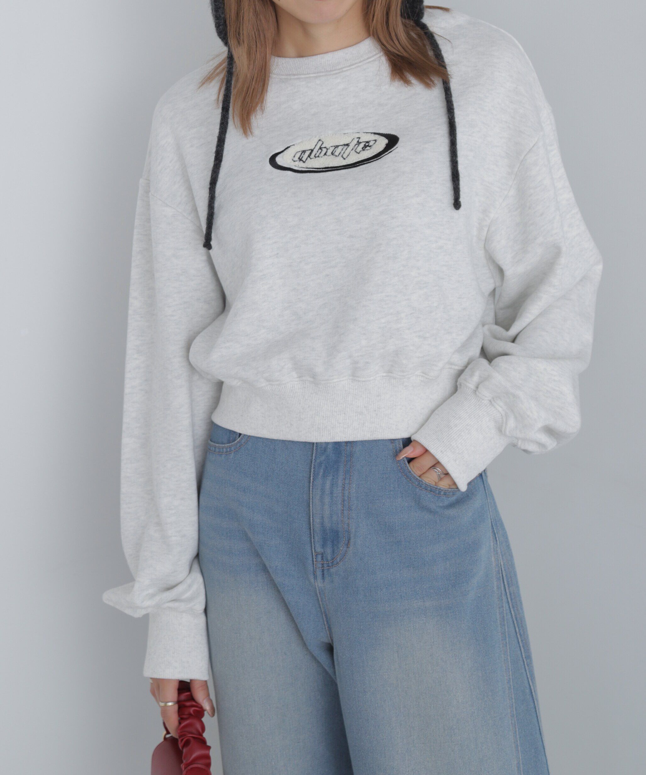  「スポーツロゴサガラ刺繍ショート丈スウェット」|Tシャツ・カットソー|