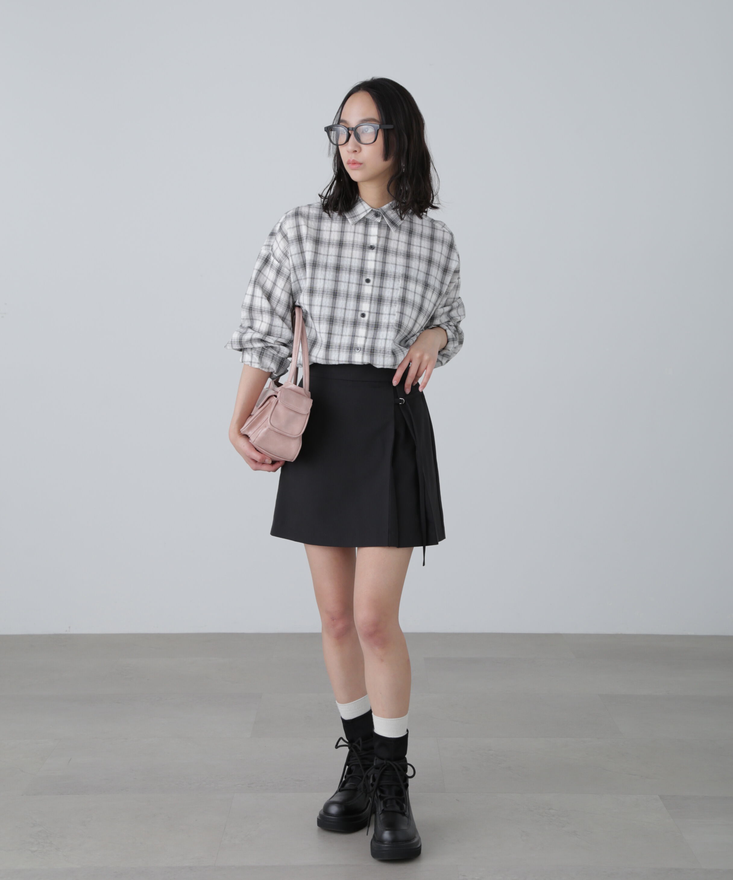  「インナーパンツ付きラップ風ミニスカート」|スカート|