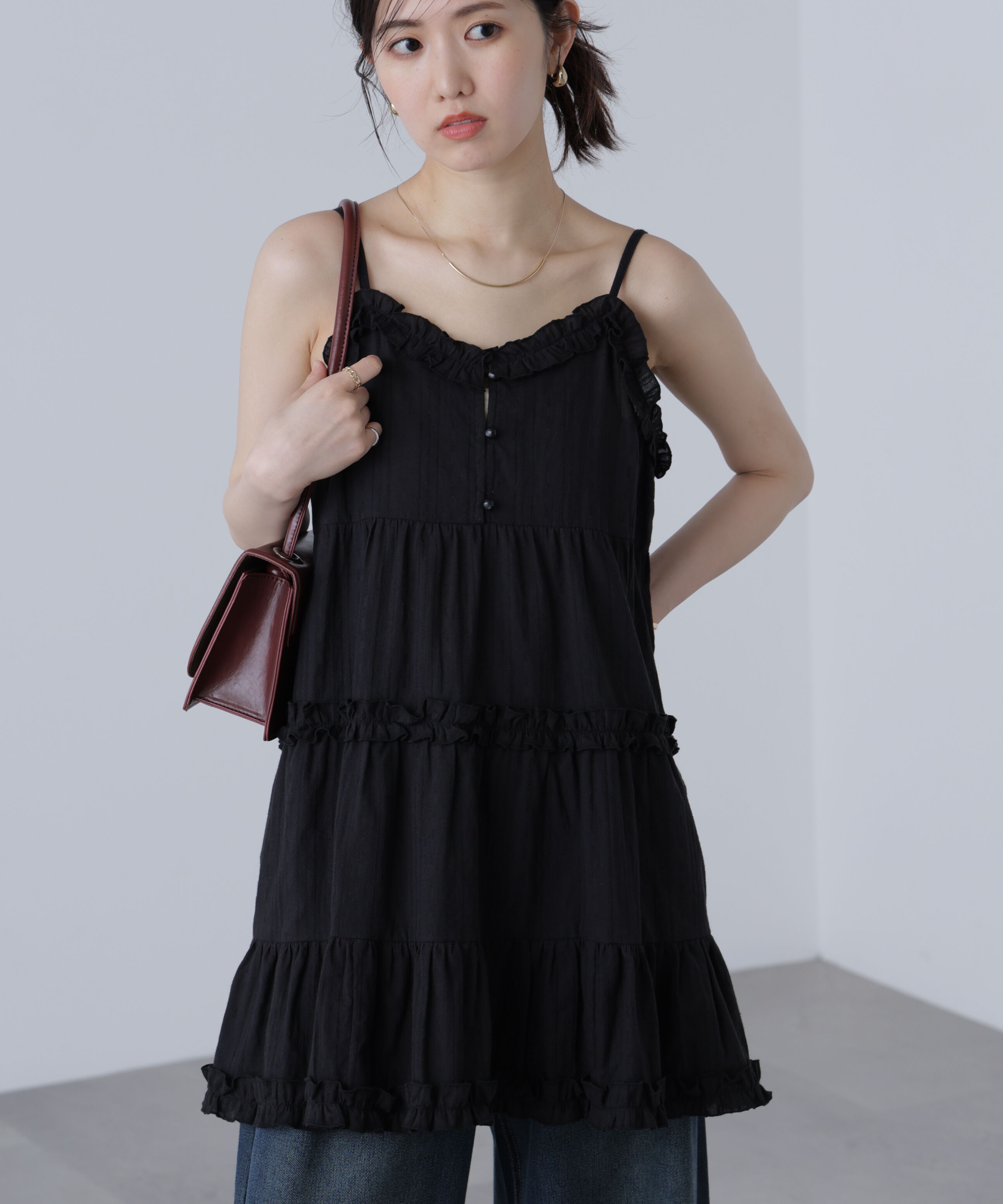  「コットンティアードキャミミニワンピース」|ワンピース|