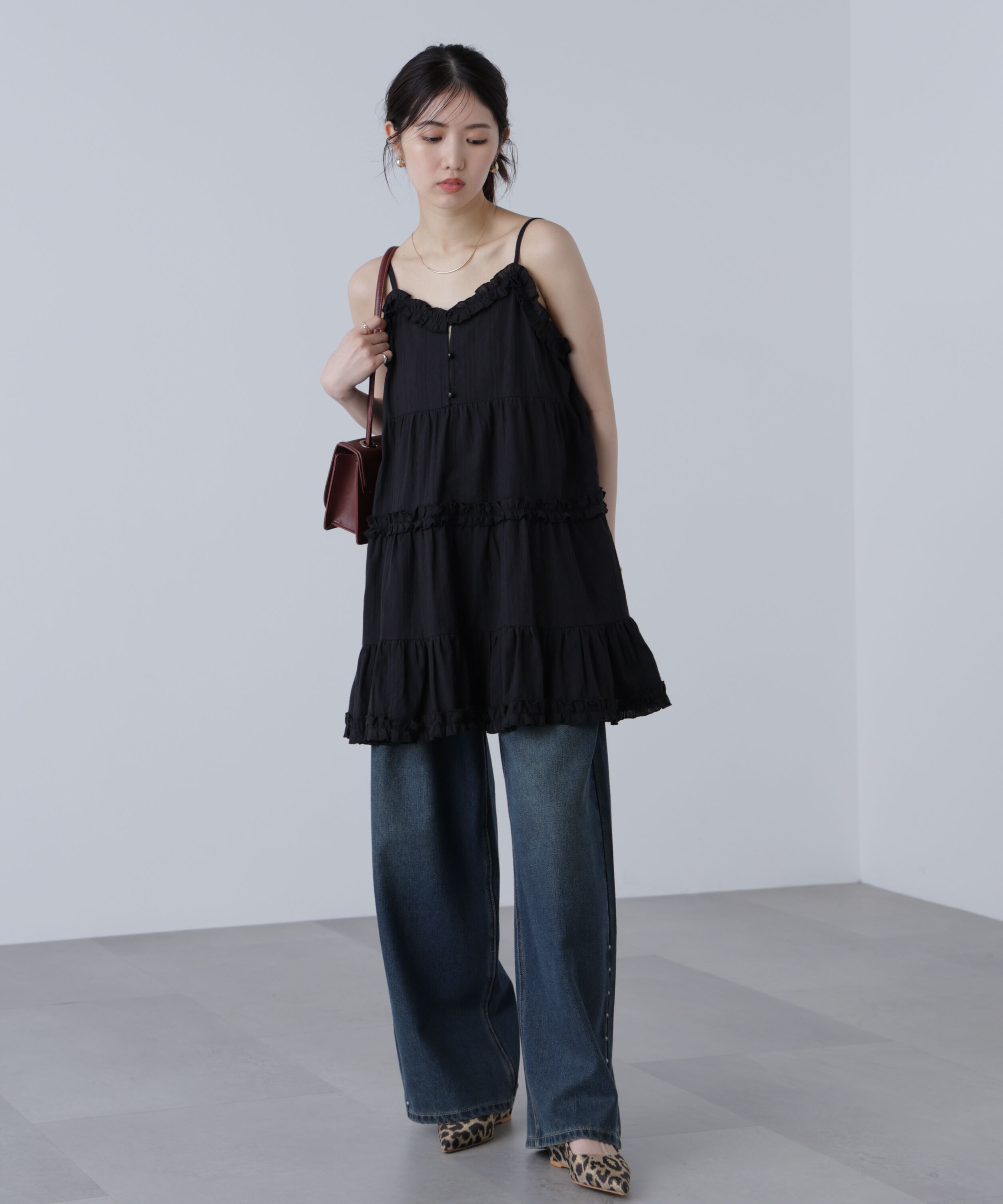  「コットンティアードキャミミニワンピース」|ワンピース|