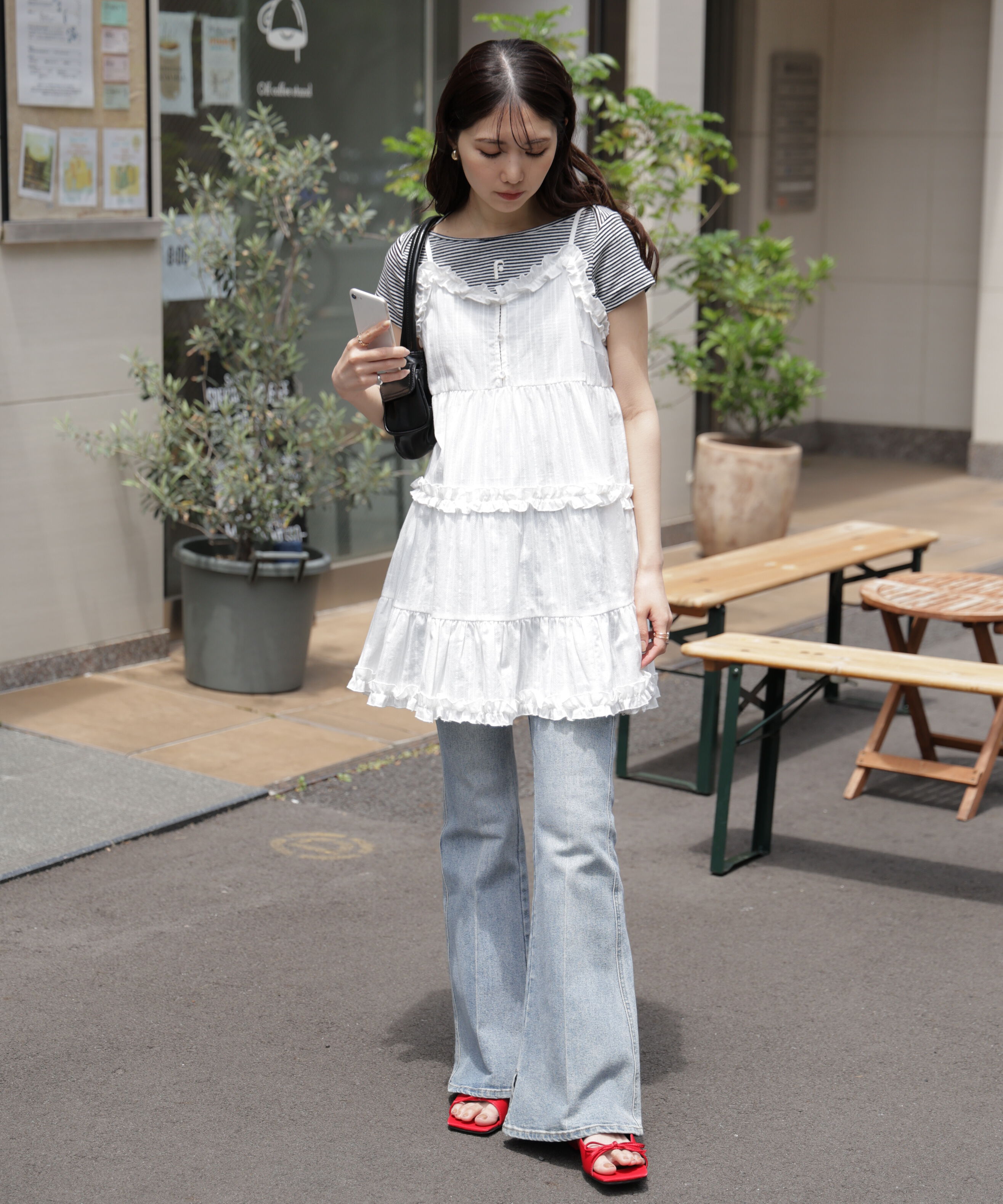  「コットンティアードキャミミニワンピース」|ワンピース|