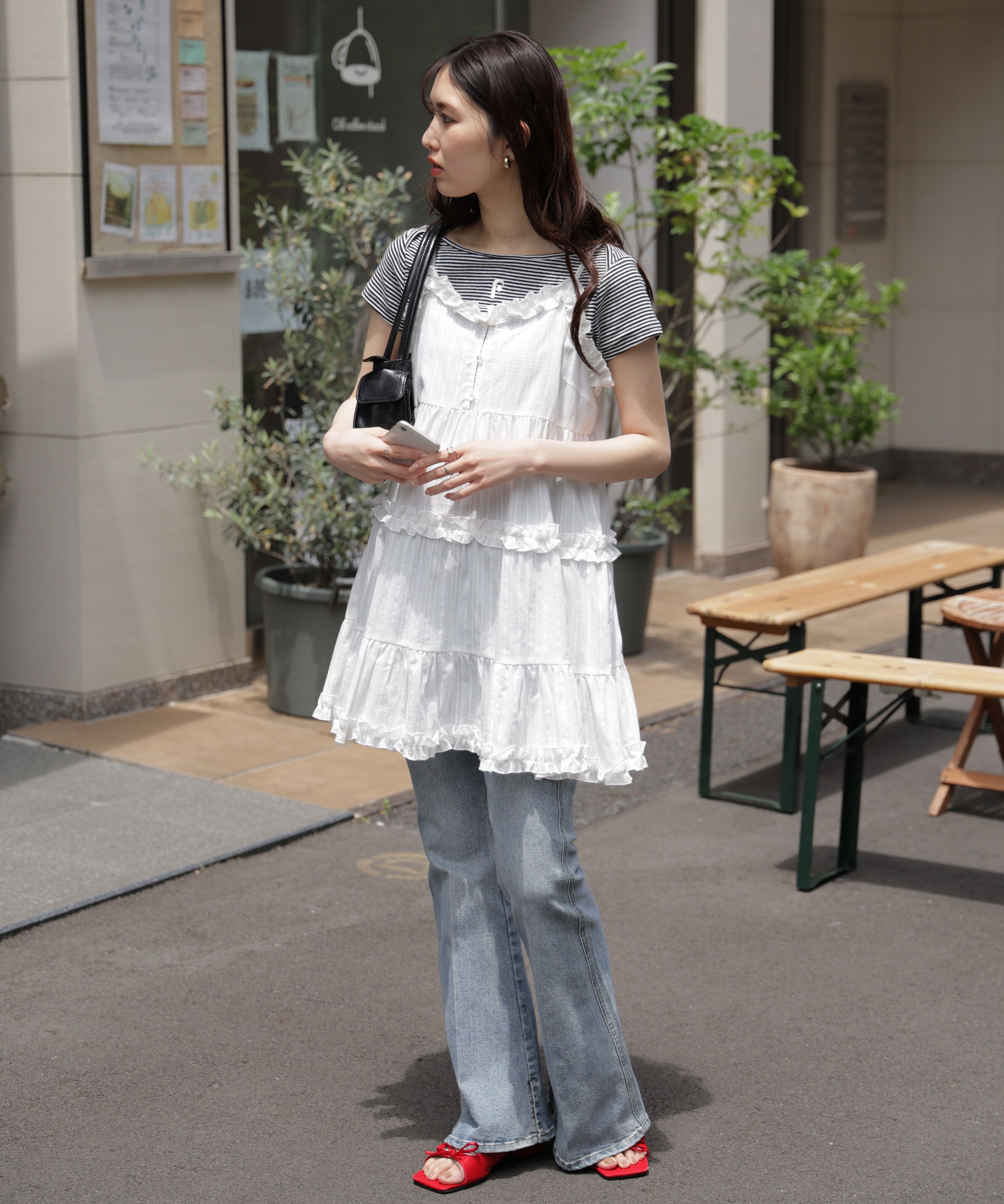  「コットンティアードキャミミニワンピース」|ワンピース|