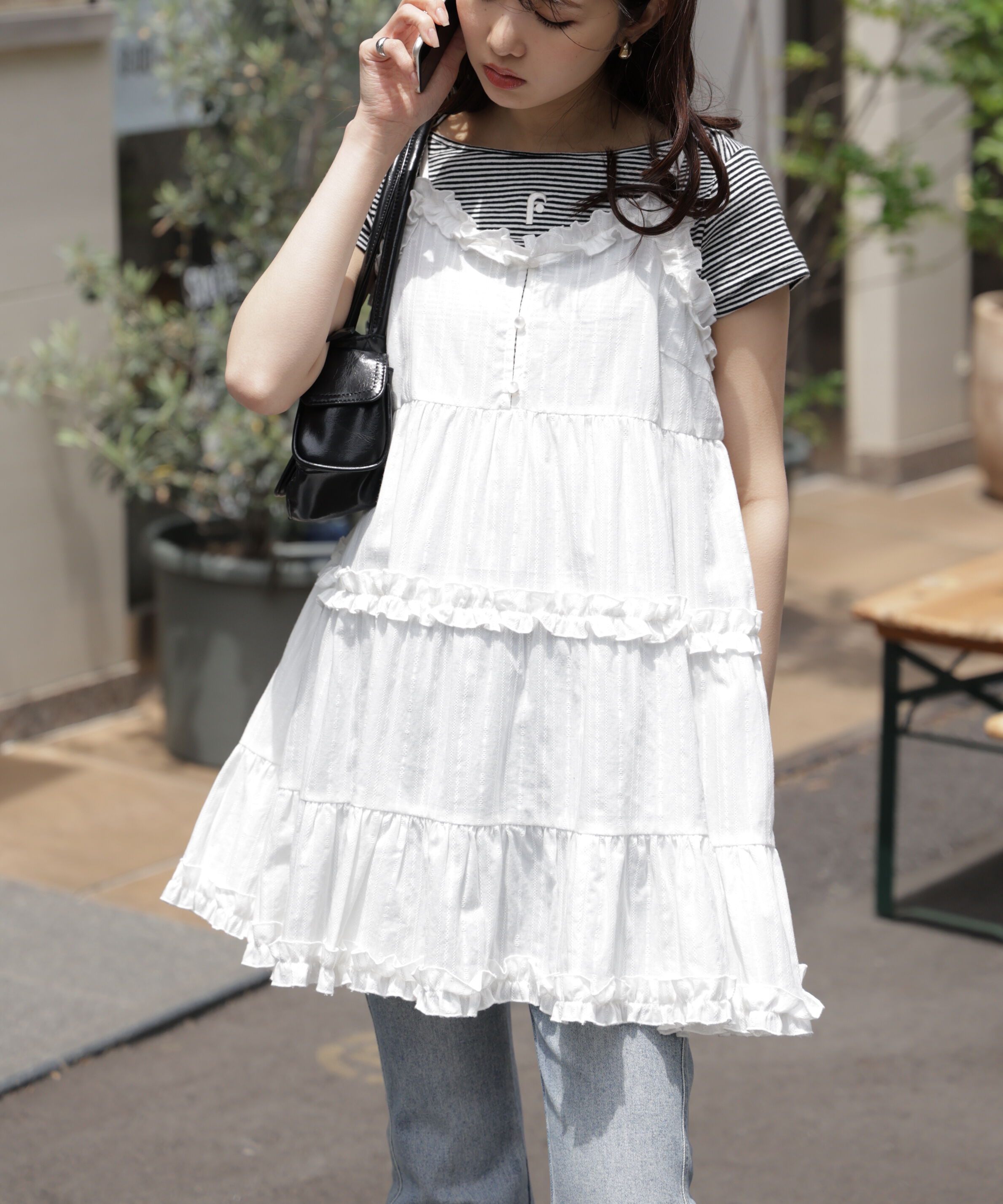  「コットンティアードキャミミニワンピース」|ワンピース|