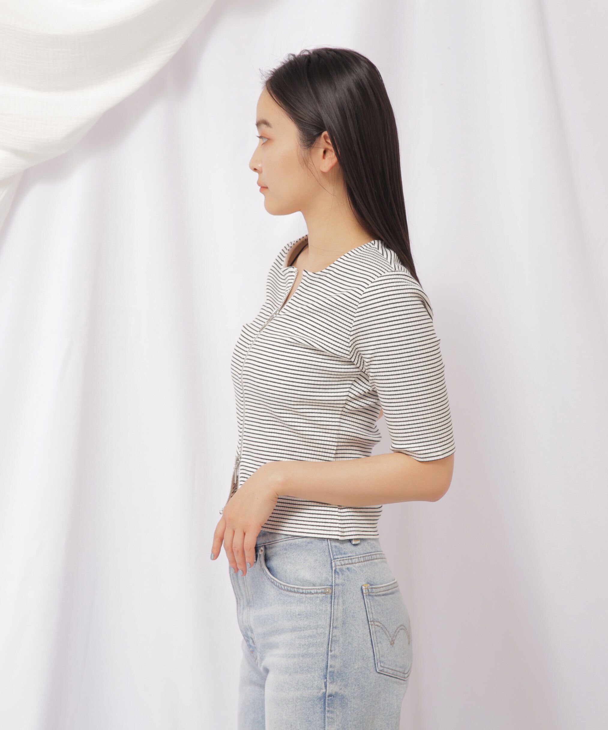  「ダブルジップカットトップス」|Tシャツ・カットソー|