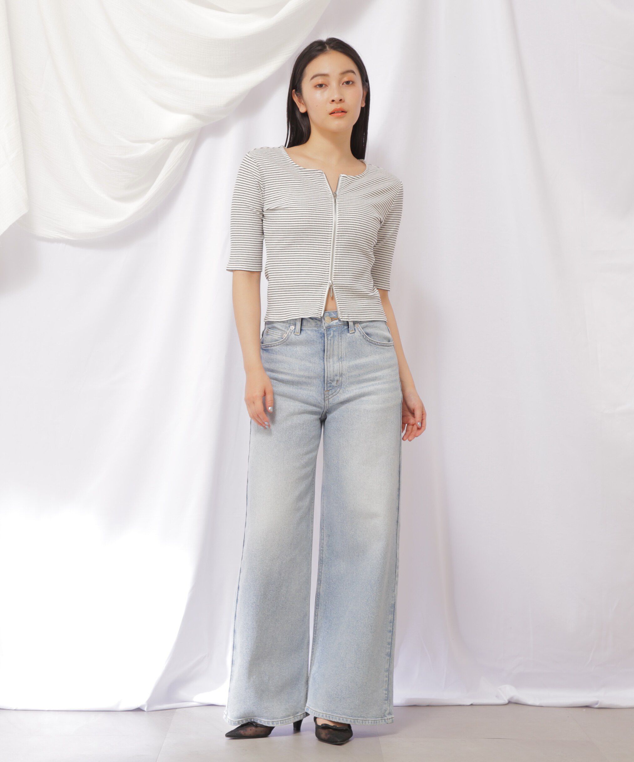  「ダブルジップカットトップス」|Tシャツ・カットソー|