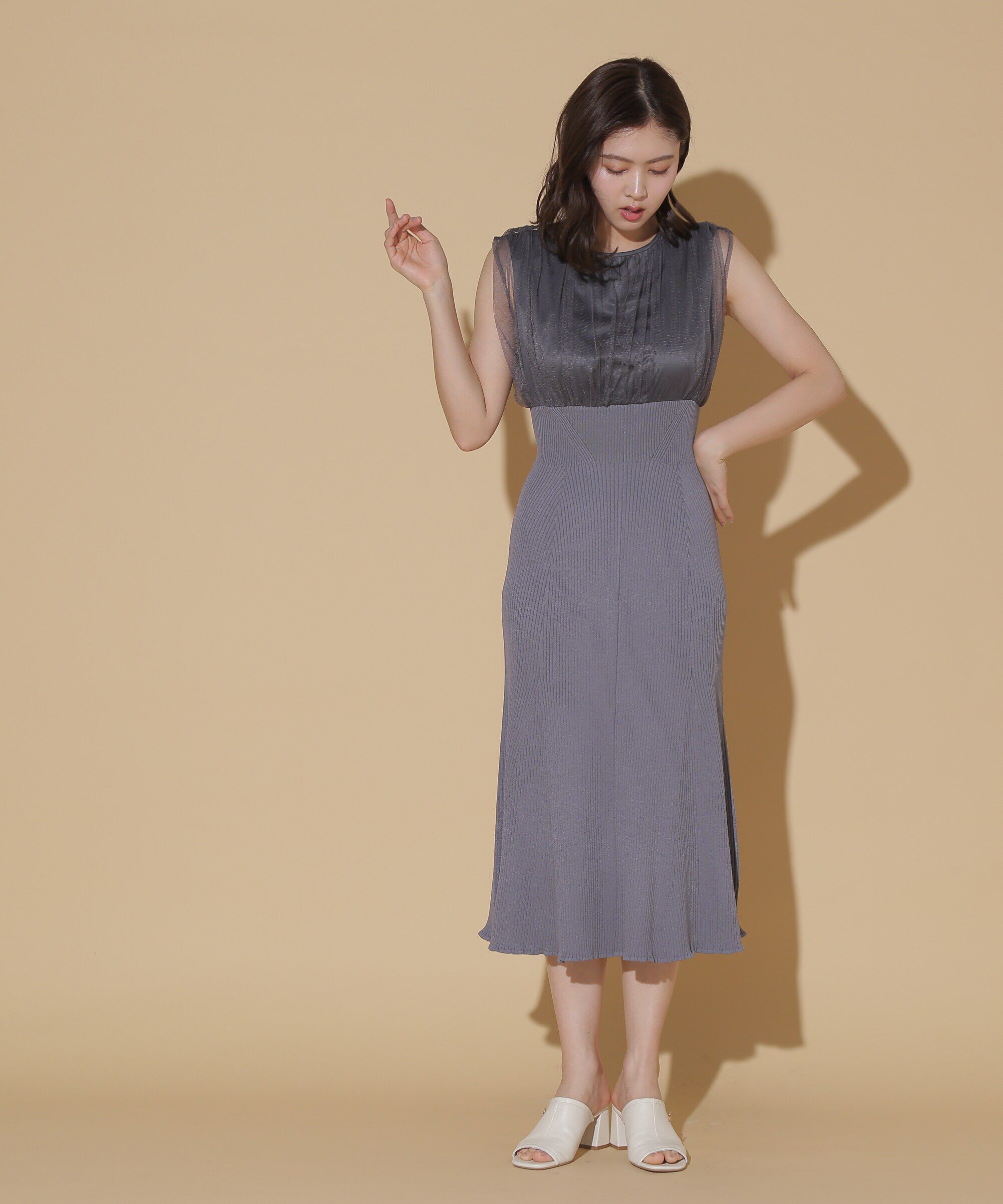  「チュールドッキングニットワンピース」|ワンピース|