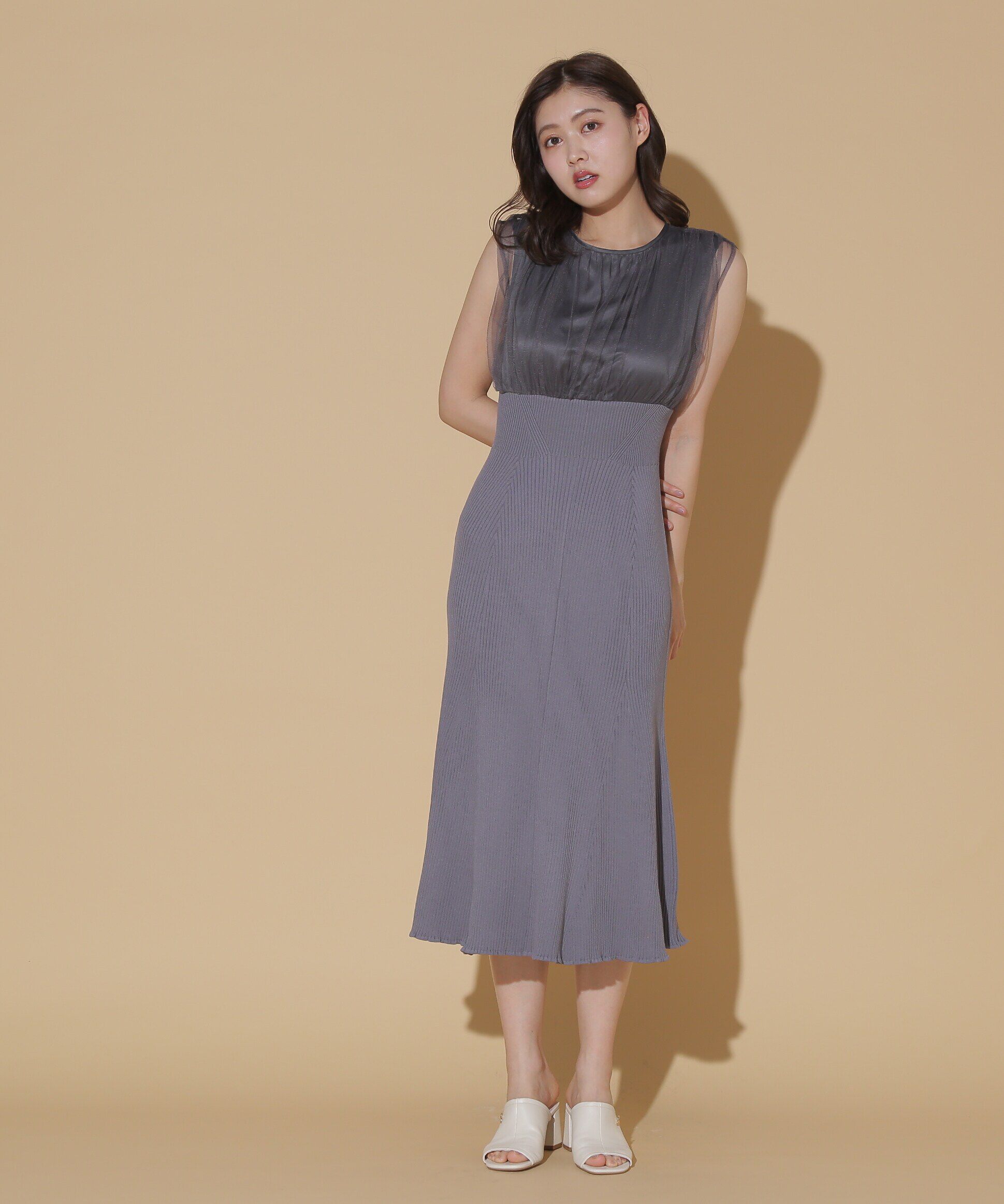  「チュールドッキングニットワンピース」|ワンピース|