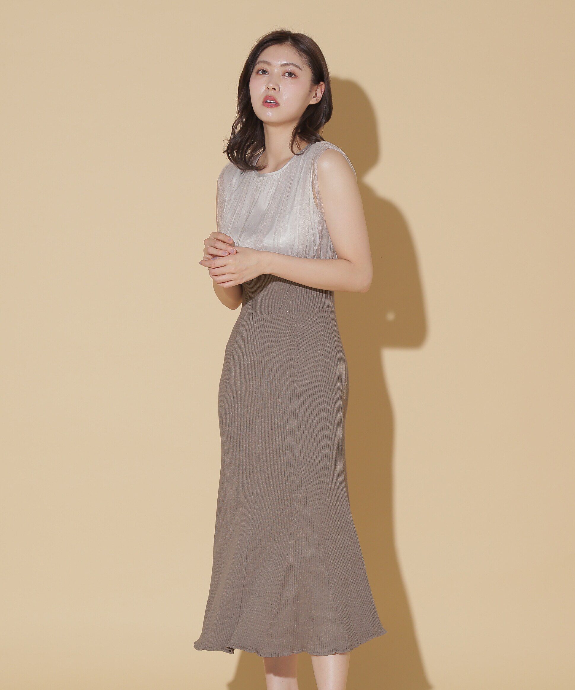  「チュールドッキングニットワンピース」|ワンピース|