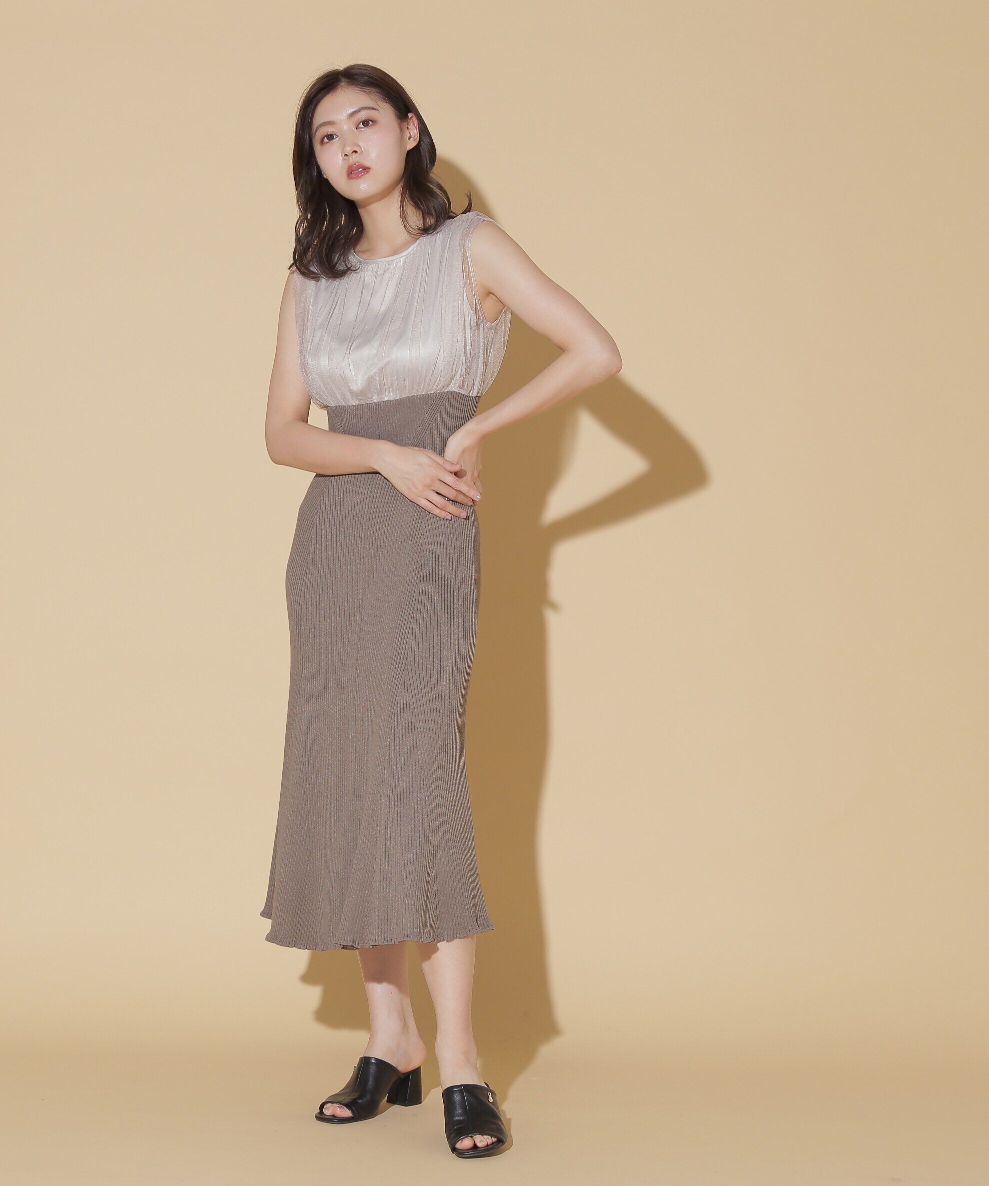  「チュールドッキングニットワンピース」|ワンピース|