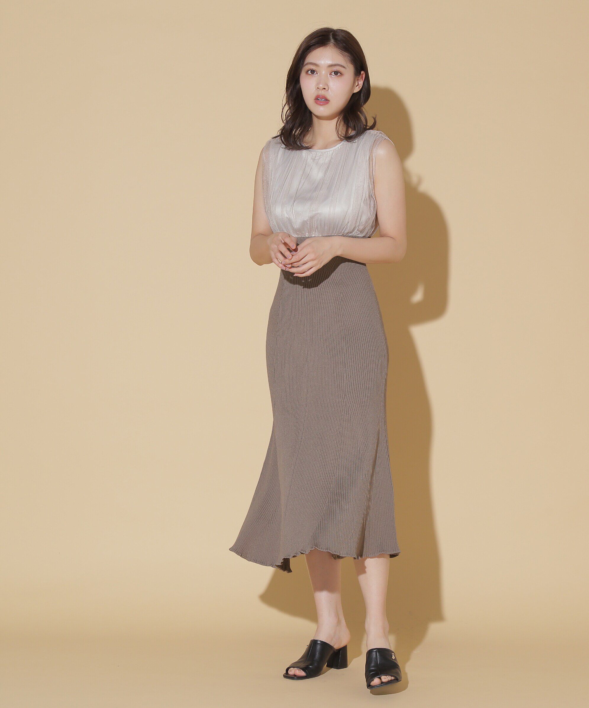  「チュールドッキングニットワンピース」|ワンピース|