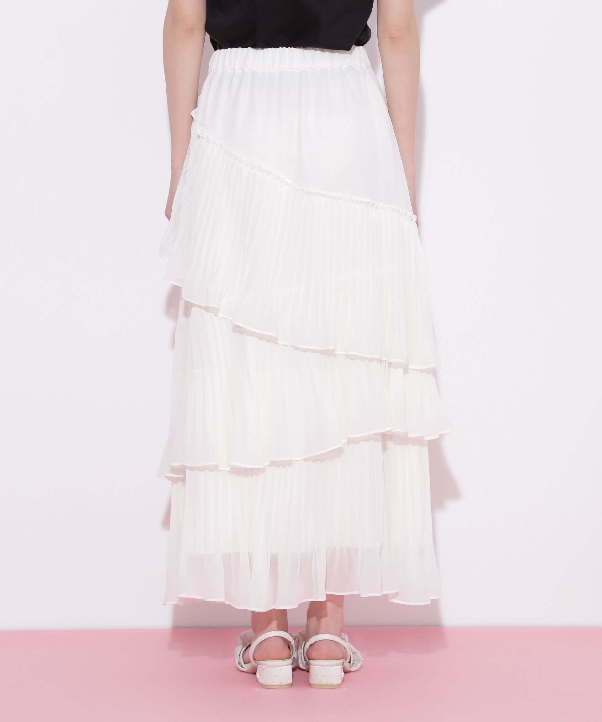  「アシメプリーツティアードスカート」|スカート|