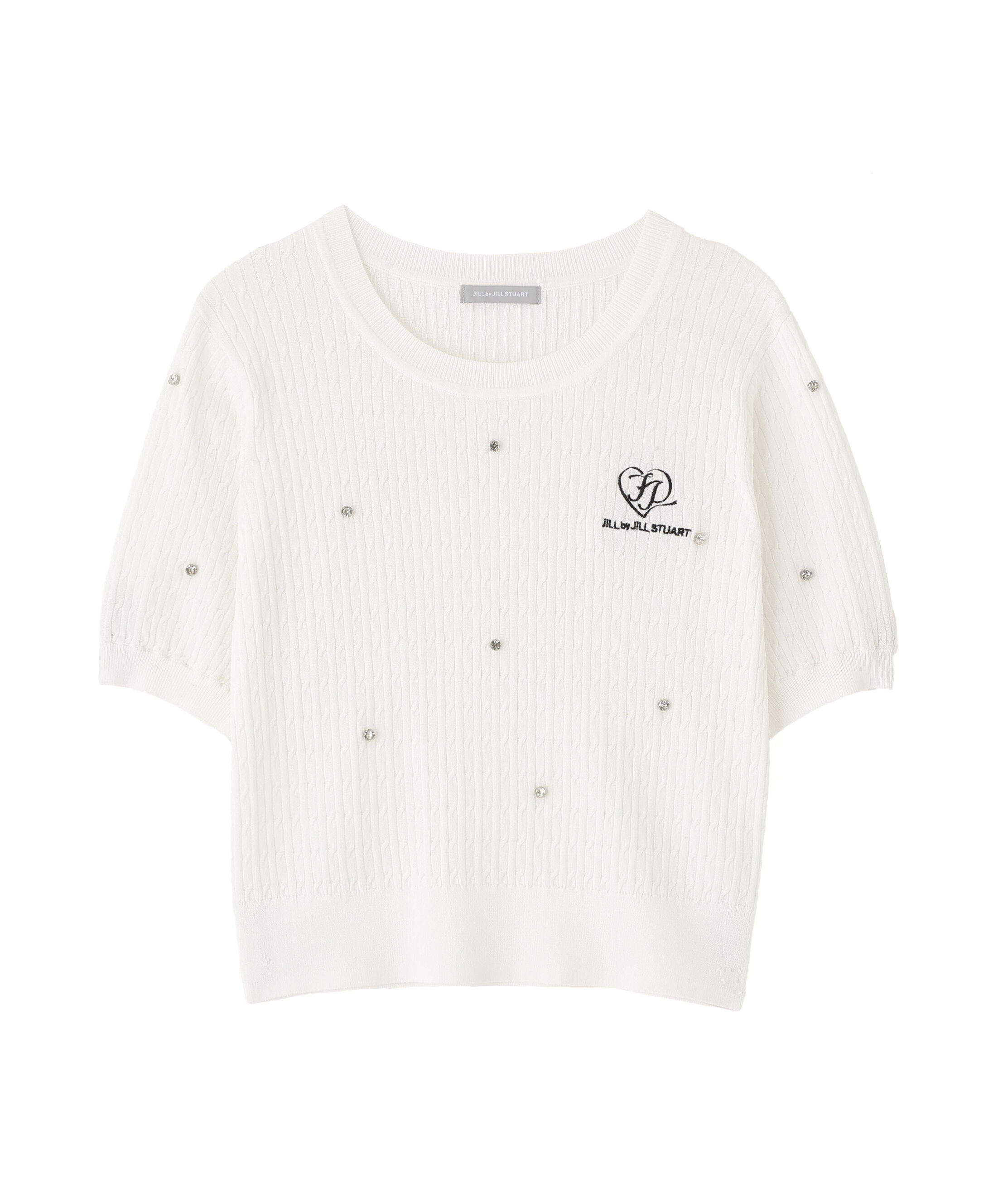  「ミニケーブルハート刺繍ニット」|ニット・セーター|